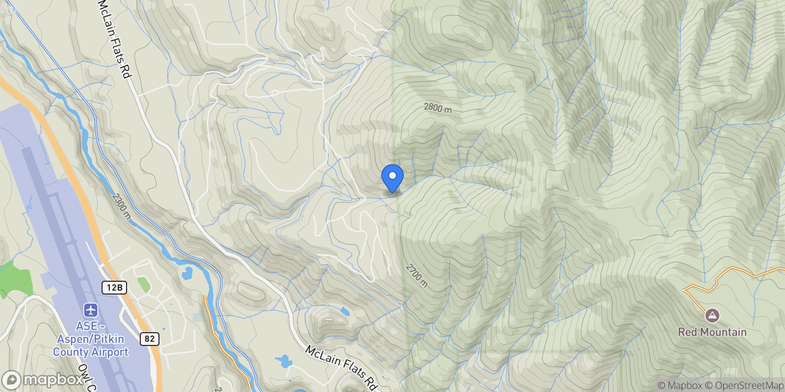 Map showing 750 S Starwood Road, Aspen, Colorado, United States.