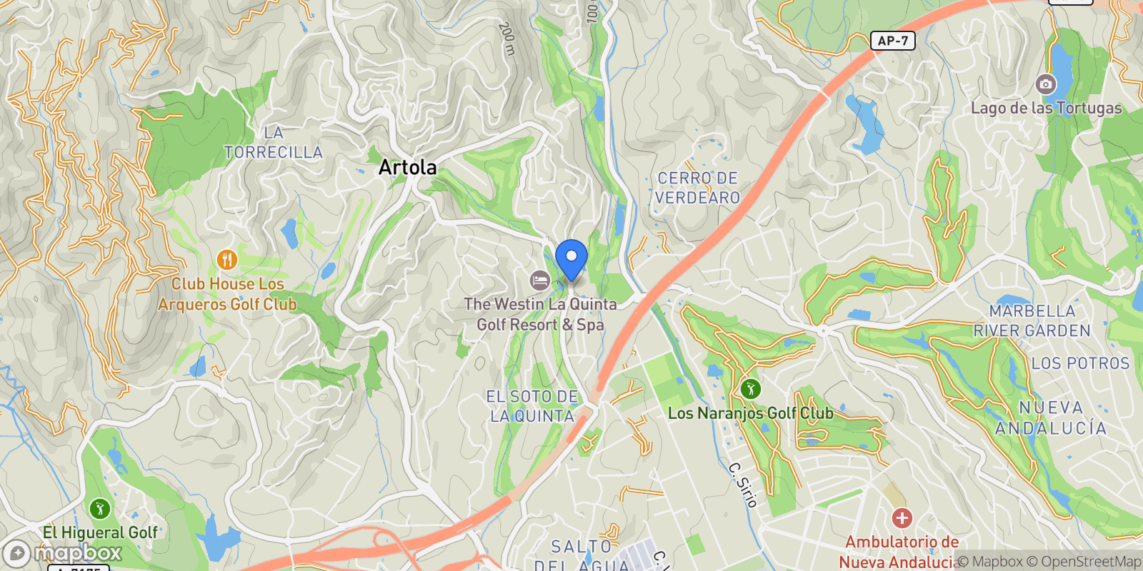 Map showing La Quinta, Benahavis, Andalusia.