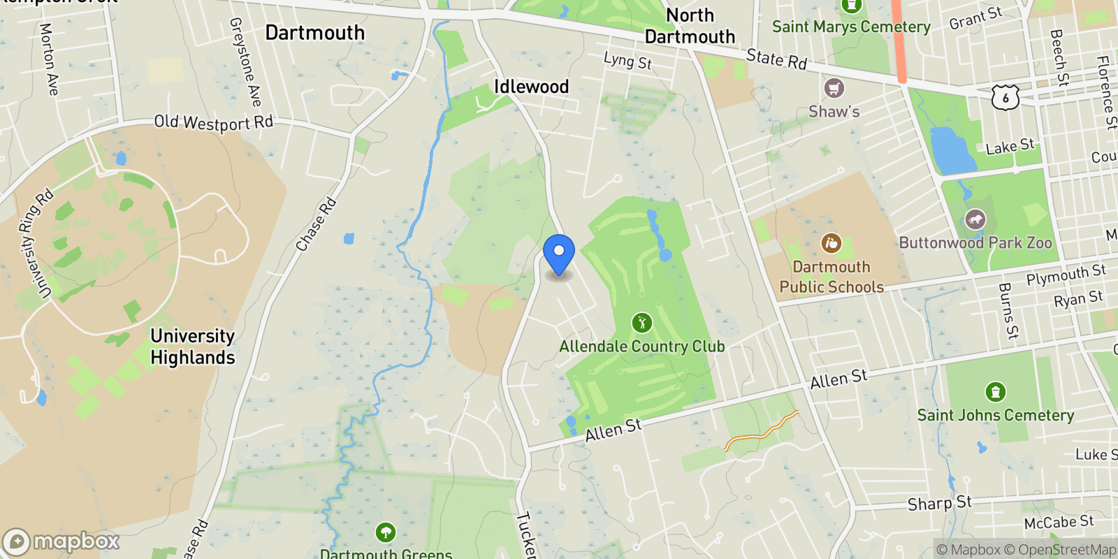 Map showing 40 Strathmore, Dartmouth, MA 02747, Dartmouth, Massachusetts, United States.
