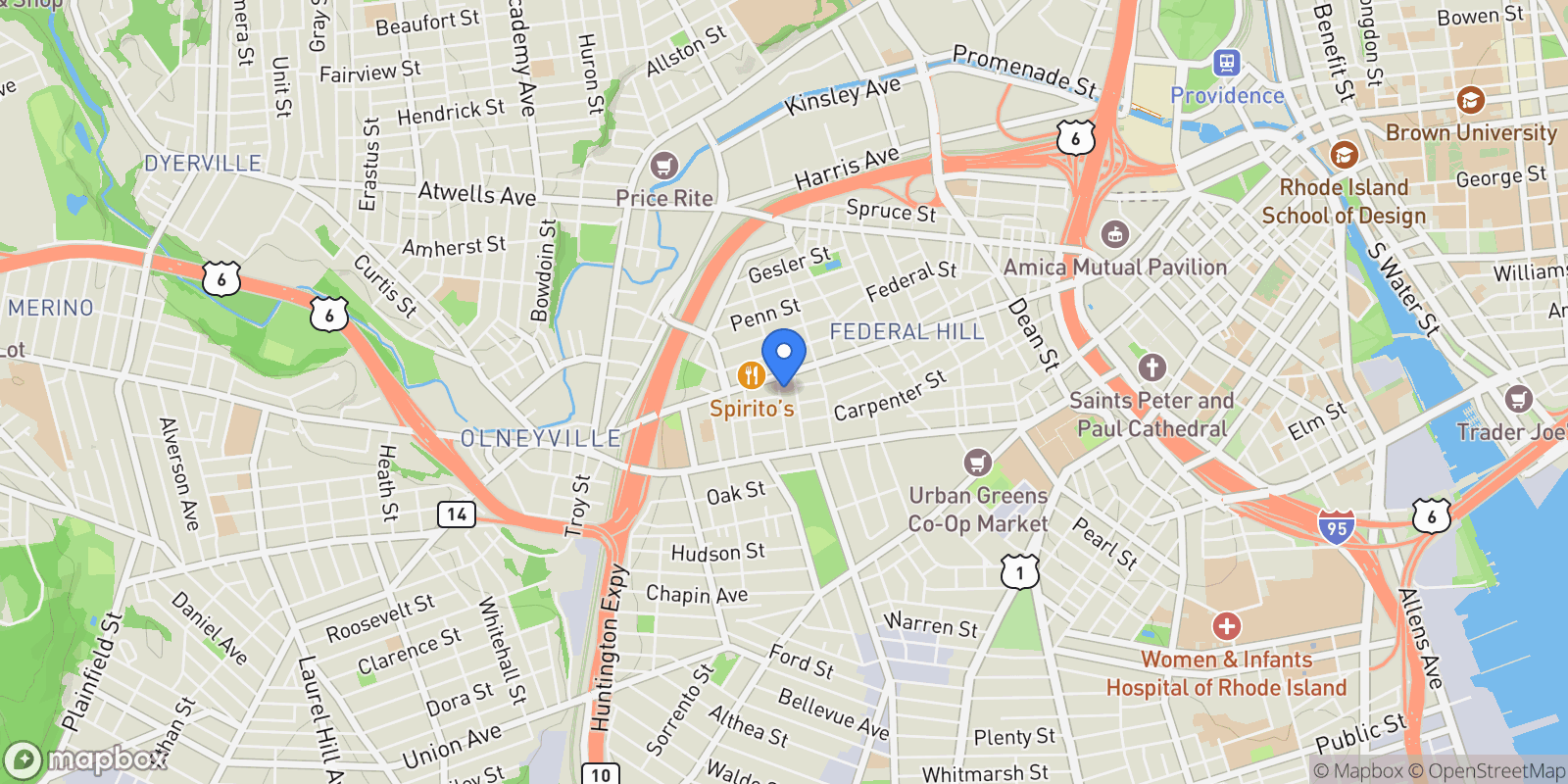 Map showing 41 Almy Street, Providence, RI 02909, Providence, Rhode Island, United States.