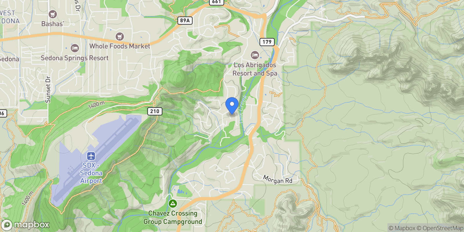 Map showing 40 Roadrunner LN, Sedona, Arizona, United States.