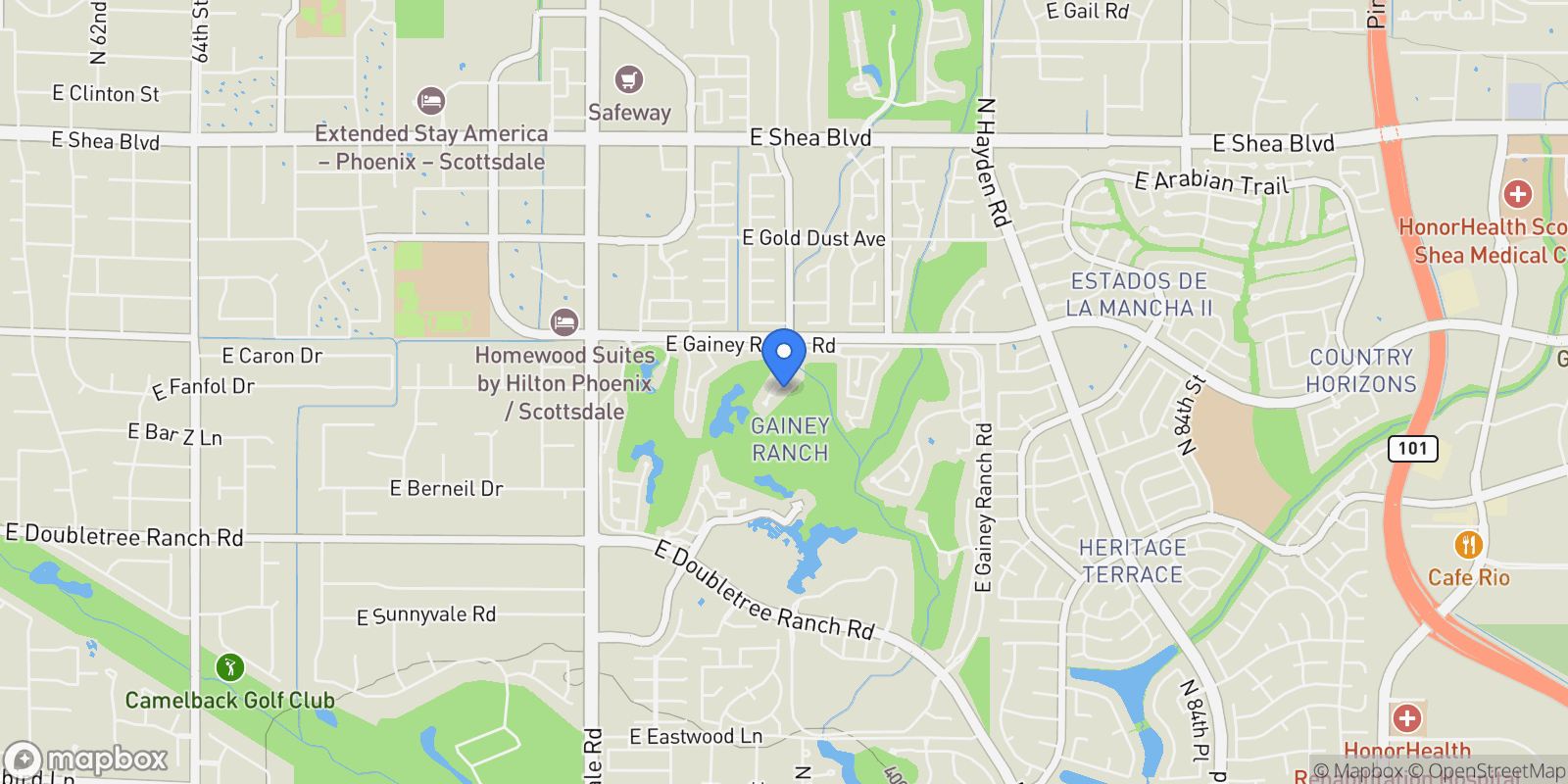 Map showing 7475 E GAINEY RANCH RD, Scottsdale, Arizona, United States.