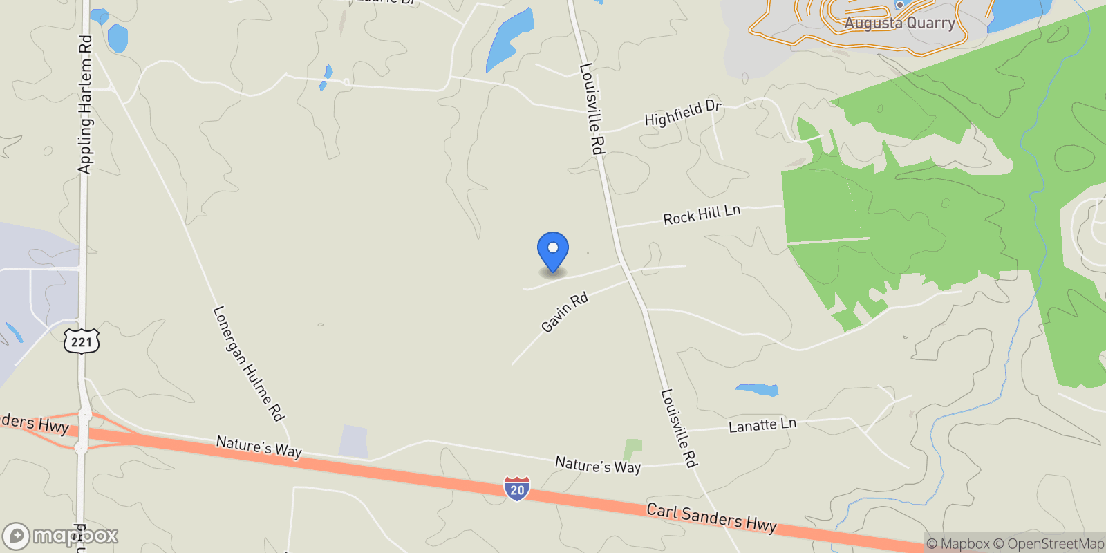 Map showing 1153 Meandering Trail, Grovetown, Georgia, United States.