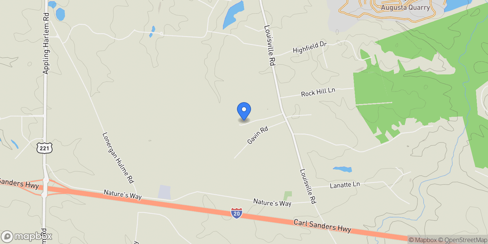 Map showing 1171 Meandering Trail, Grovetown, Georgia, United States.