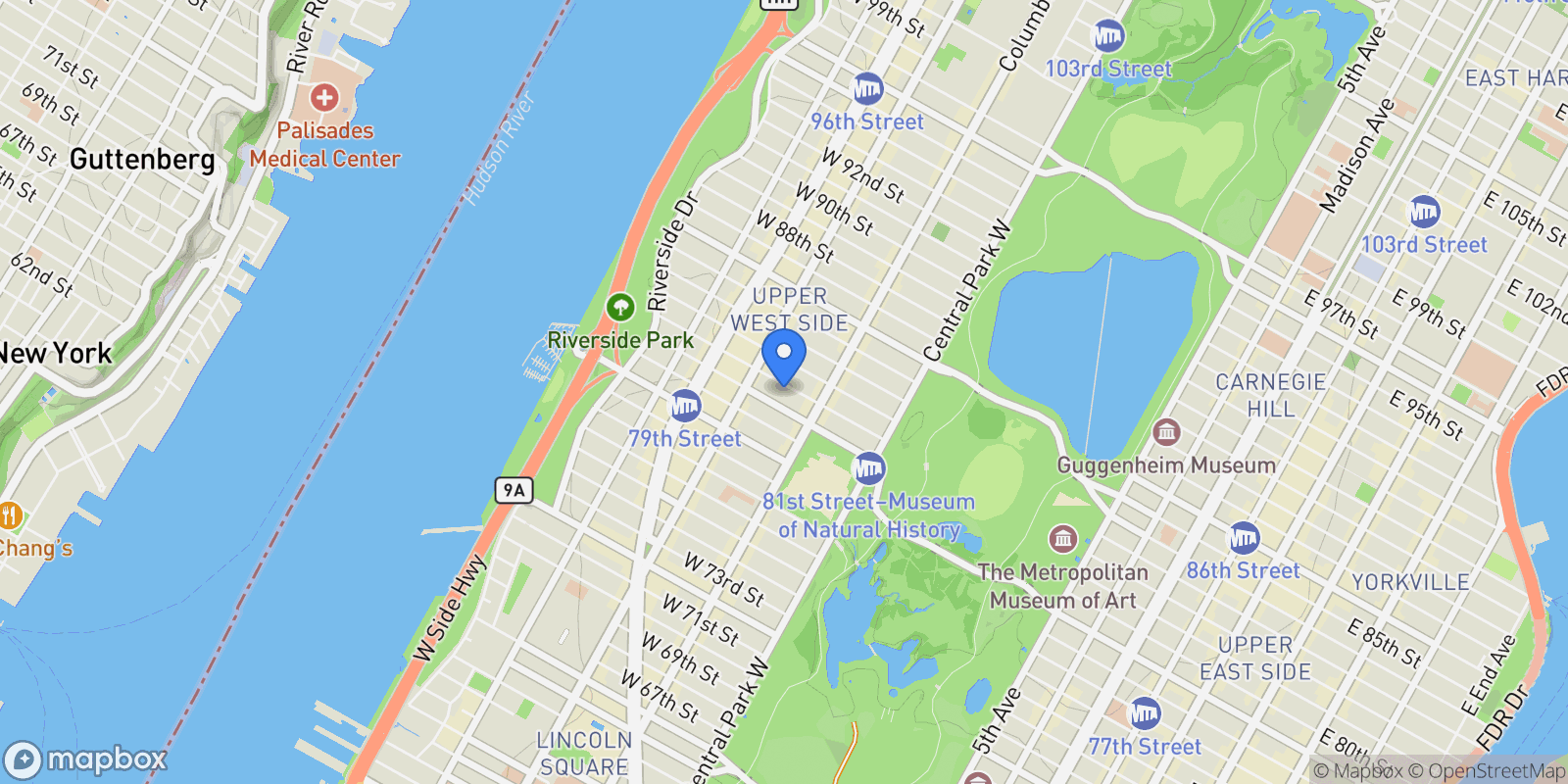 Map showing 138 West 82nd Street, New York, NY 10024, New York, New York, United States.