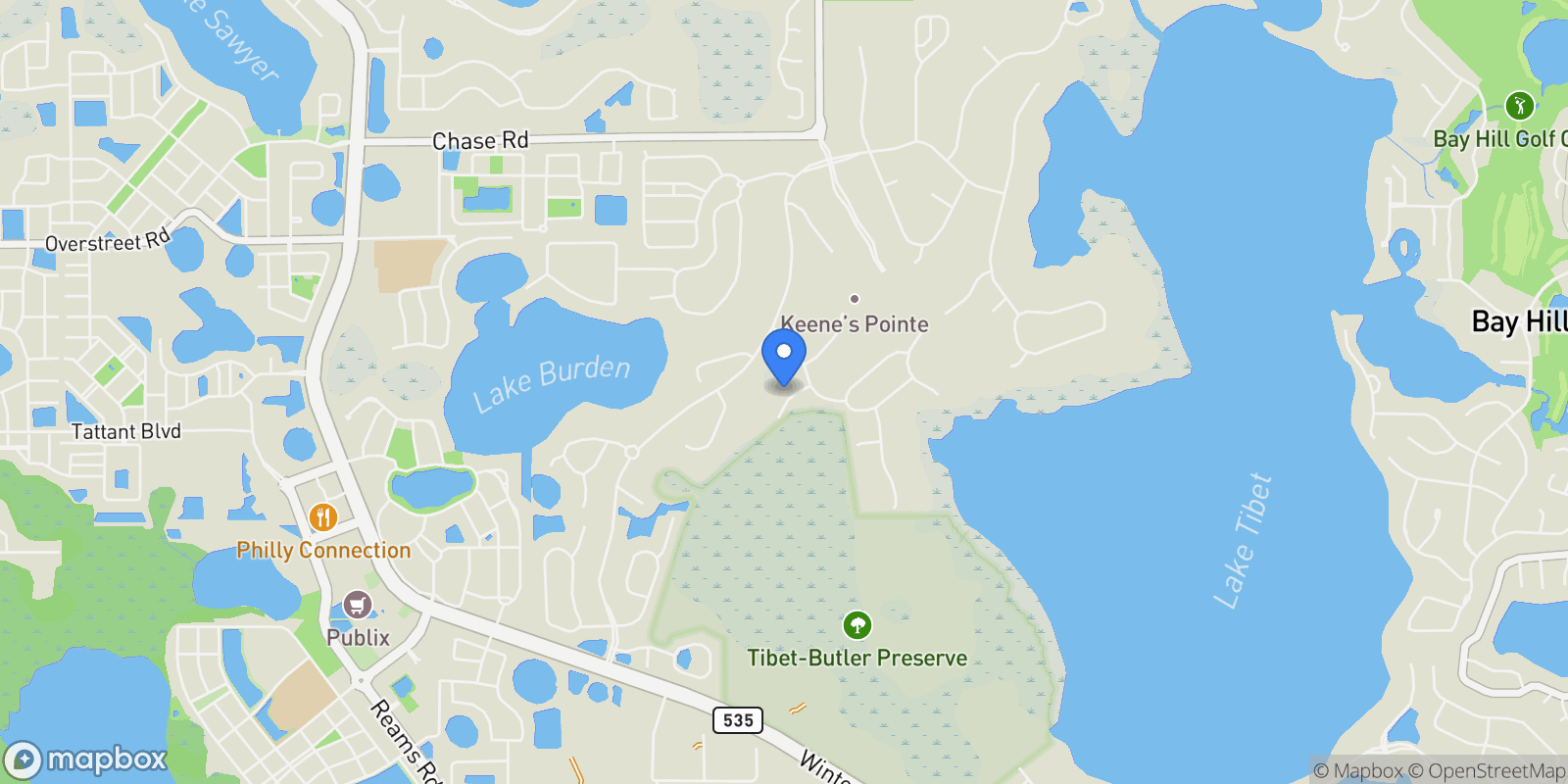 Map showing 8222 Stone Mason Court, Windermere, FL 34786, Lake Butler, Florida, United States.