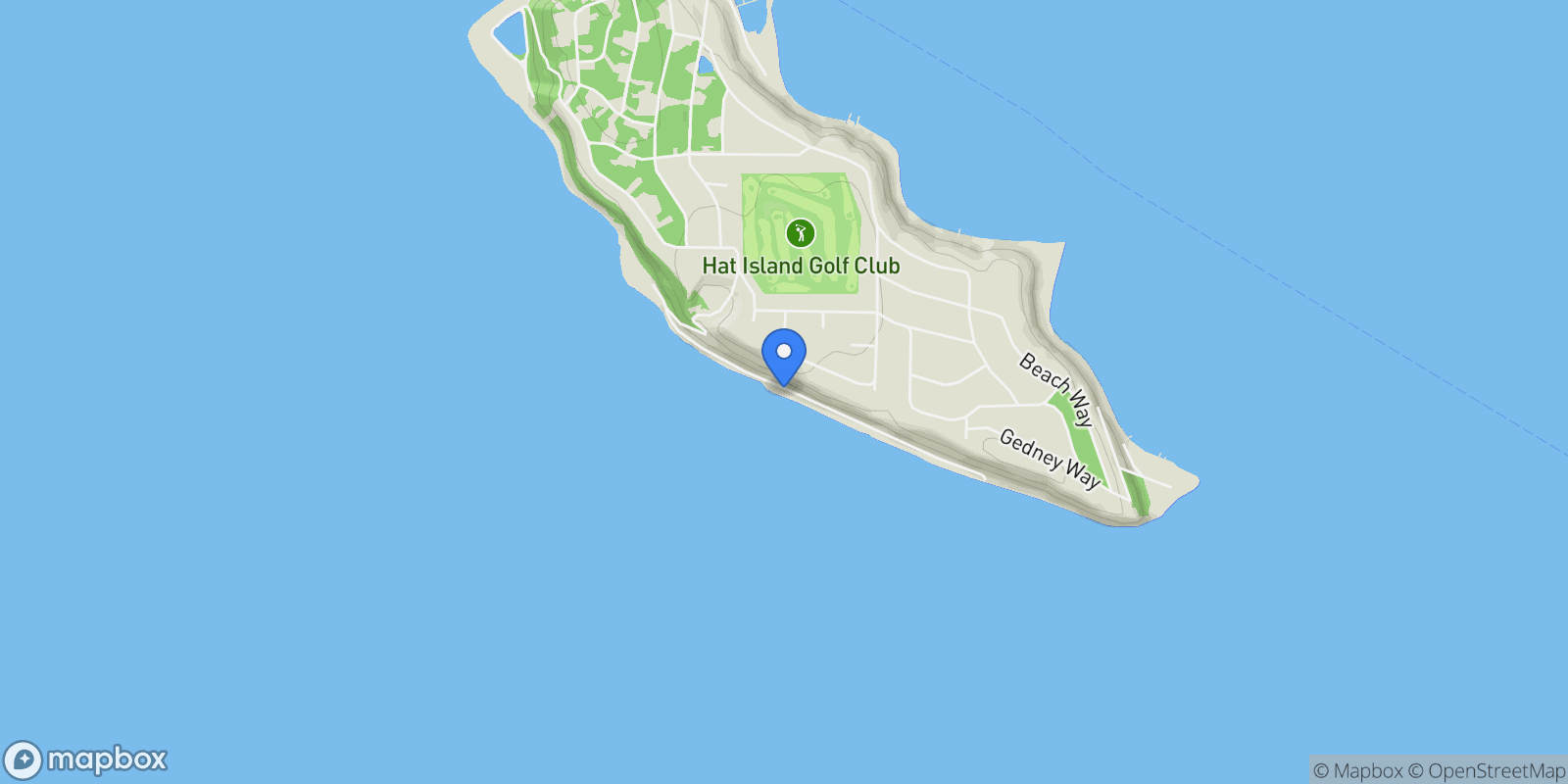 Map showing 10 S Beach Drive, Hat Island, WA 98206, Clinton, Washington, United States.