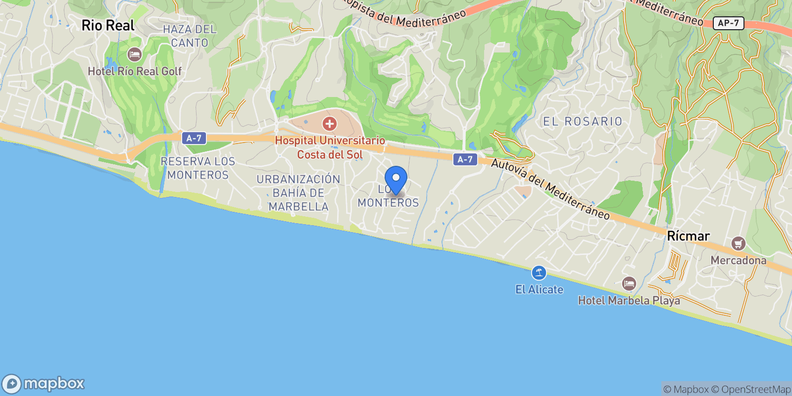 Map showing Marbella, Andalusia, Spain.