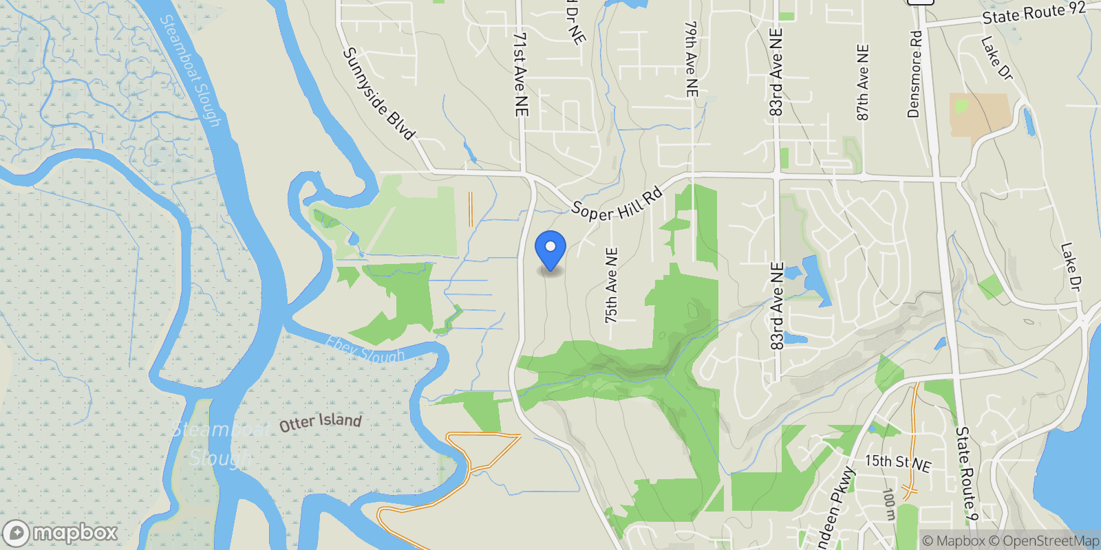 Map showing 2215 Sunnyside Boulevard, Lake Stevens, WA 98258, Marysville, Washington, United States.