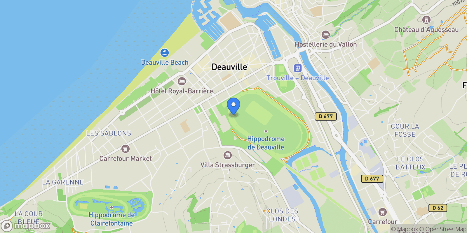 Map showing Deauville, Normandy, France.