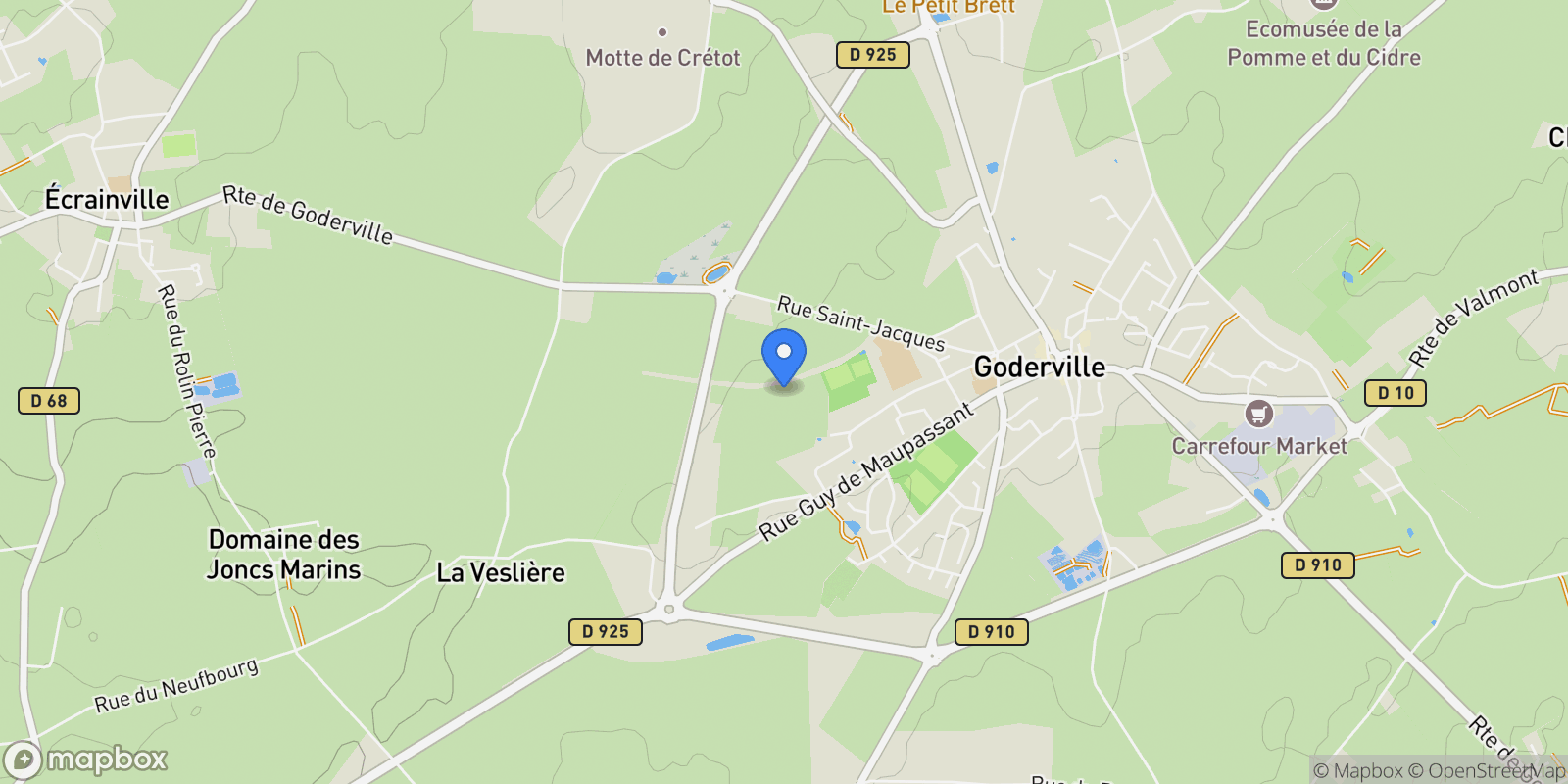 Map showing Goderville, Normandy, France.