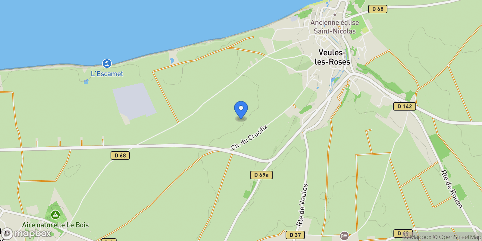 Map showing Veules-les-Roses, Normandy, France.