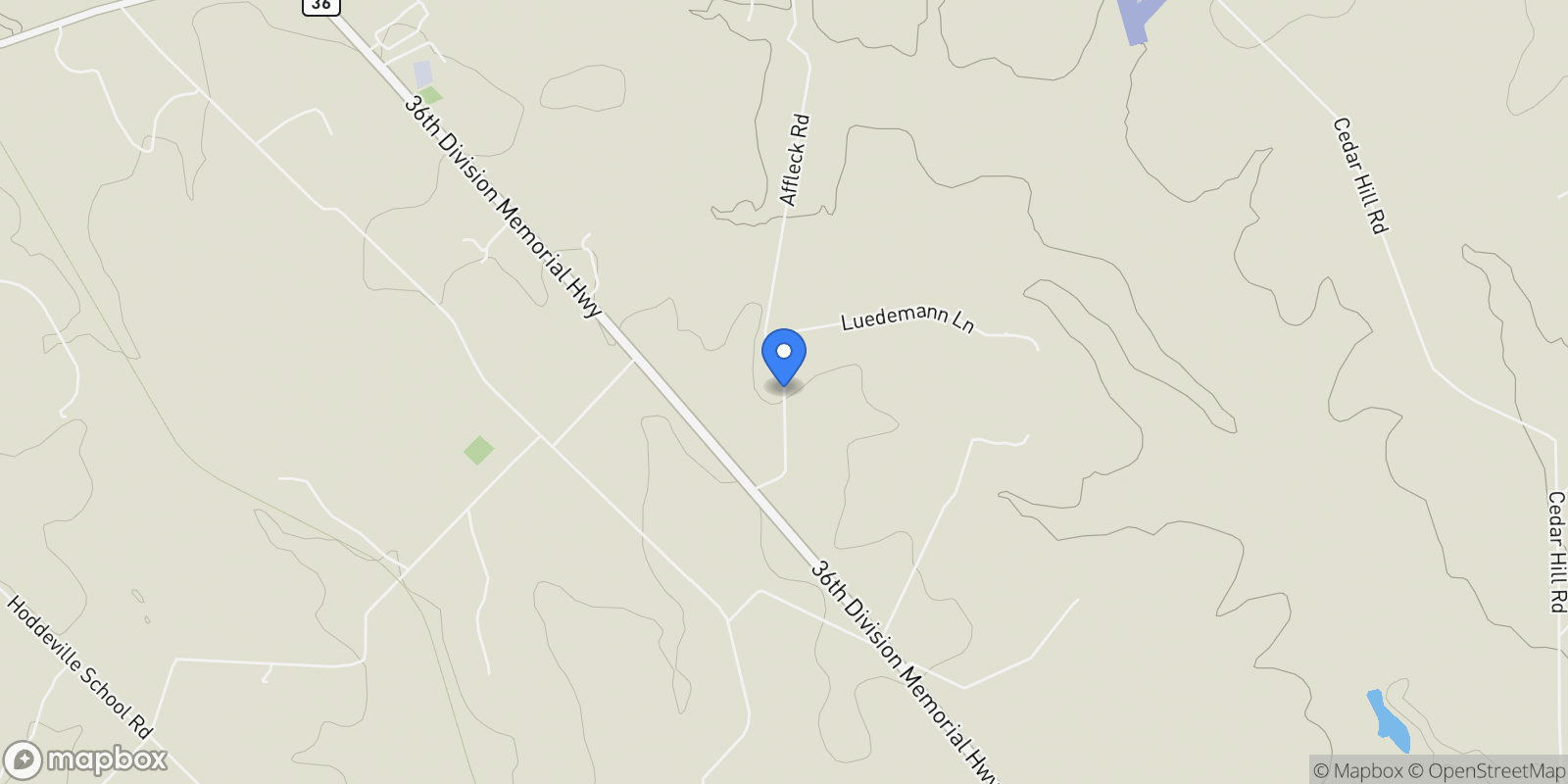 Map showing 305 Affleck Road, Brenham, TX 77833, Brenham, Texas, United States.