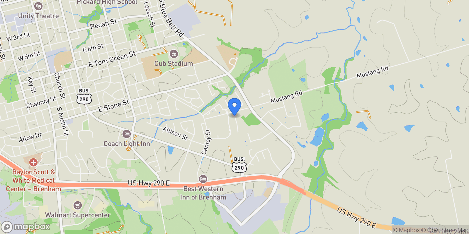 Map showing 2360 Gun And Rod Circle, Brenham, TX 77833, Brenham, Texas, United States.
