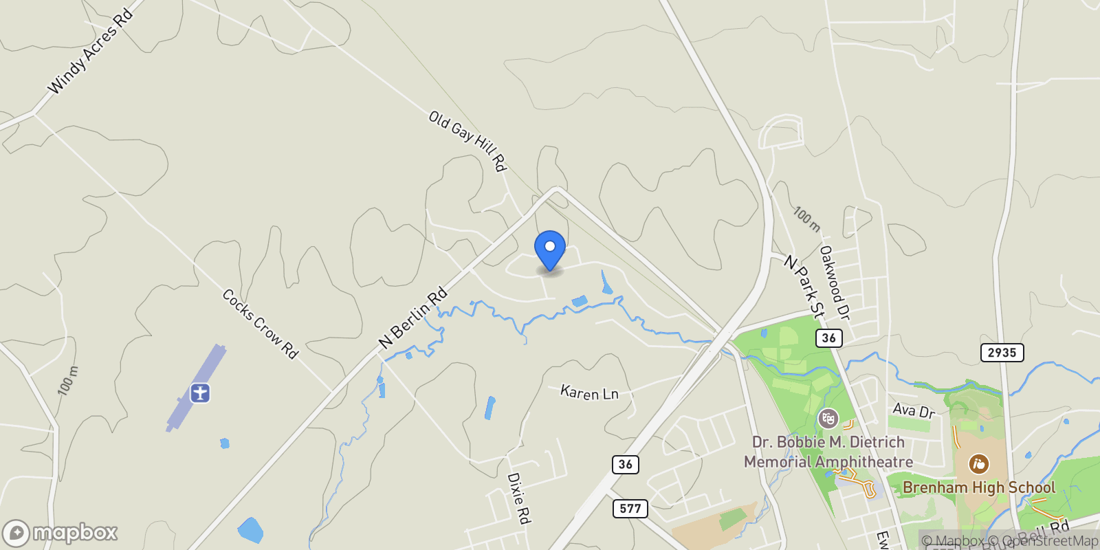 Map showing 2807 Shadow Lawn Street, Brenham, TX 77833, Brenham, Texas, United States.