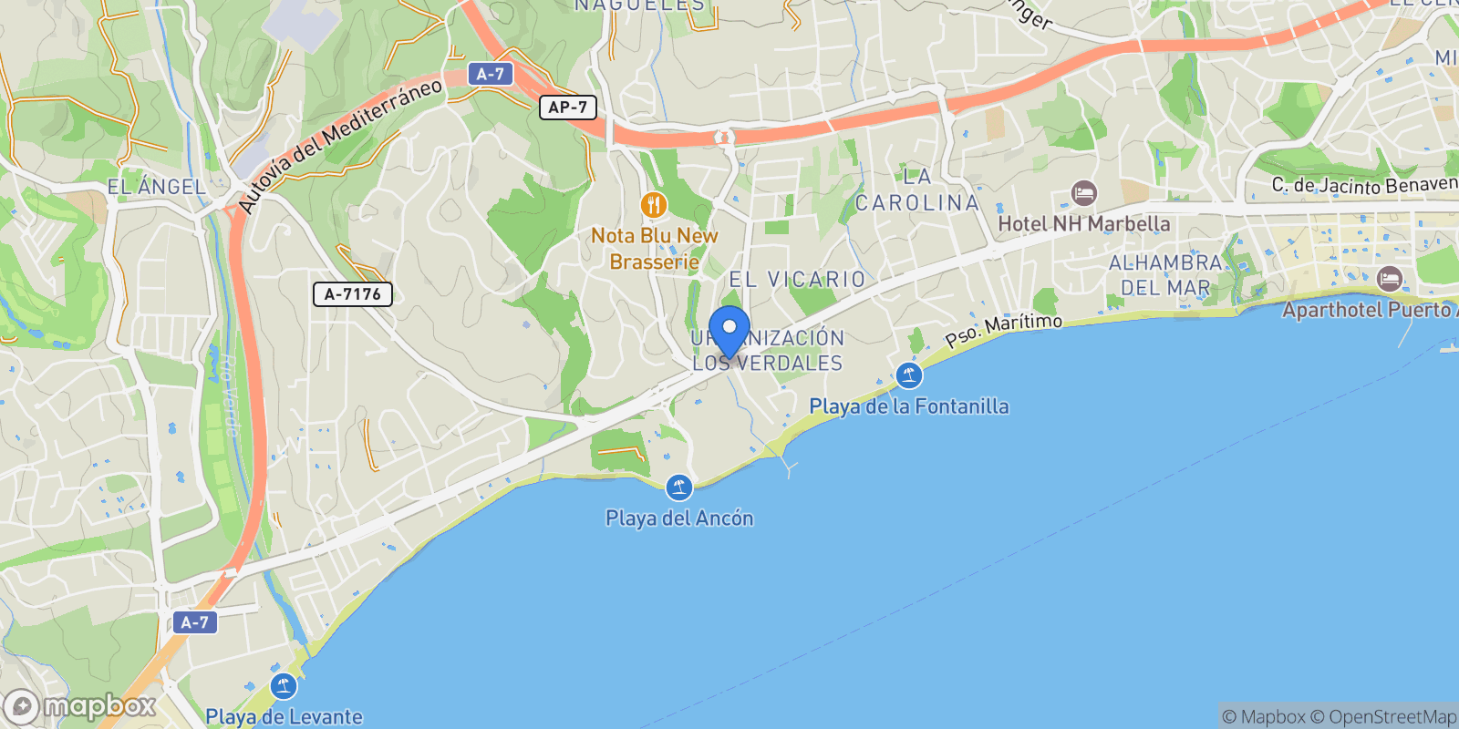 Map showing Golden Mile, Andalusia, Spain.
