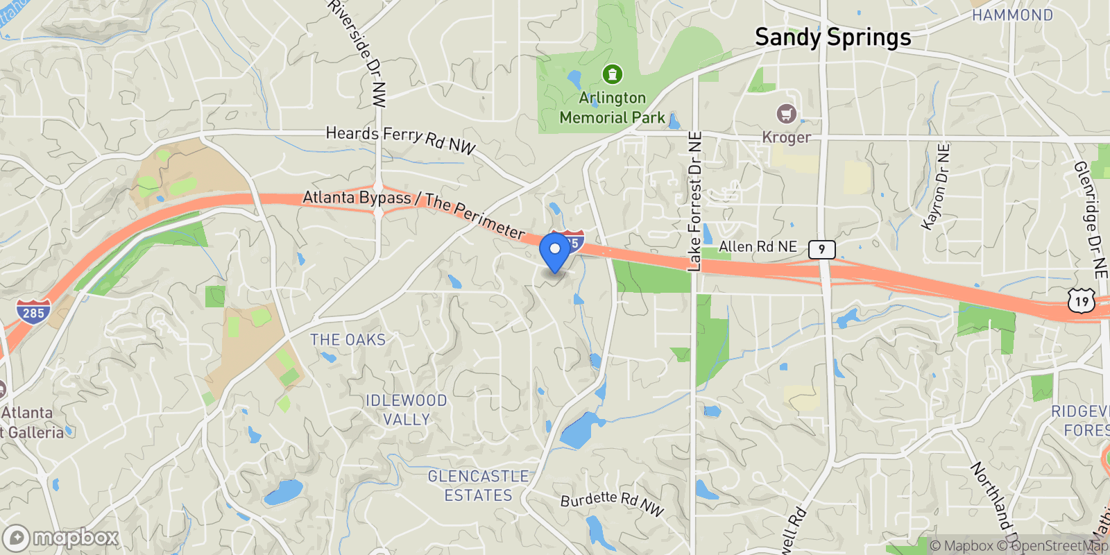 Map showing 290 Glen Lake Drive, Atlanta, GA 30327, Atlanta, Georgia, United States.