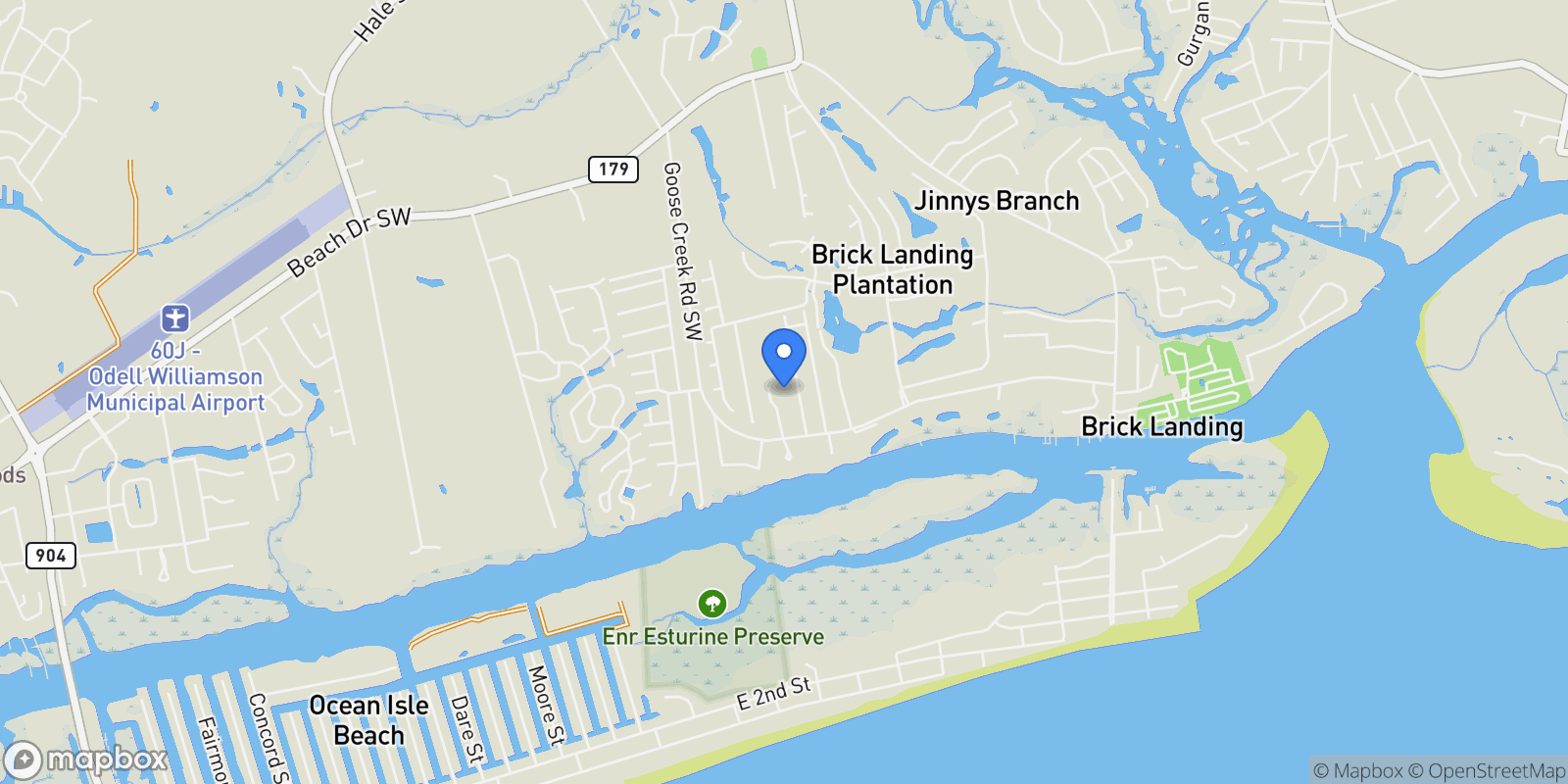 Map showing 1860 Oak Harbour Drive SW, Ocean Isle Beach, North Carolina, United States.