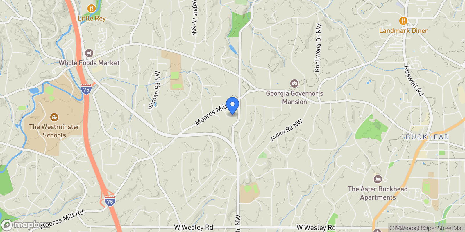 Map showing 19 Mooregate Square, Atlanta, GA 30327, Atlanta, Georgia, United States.