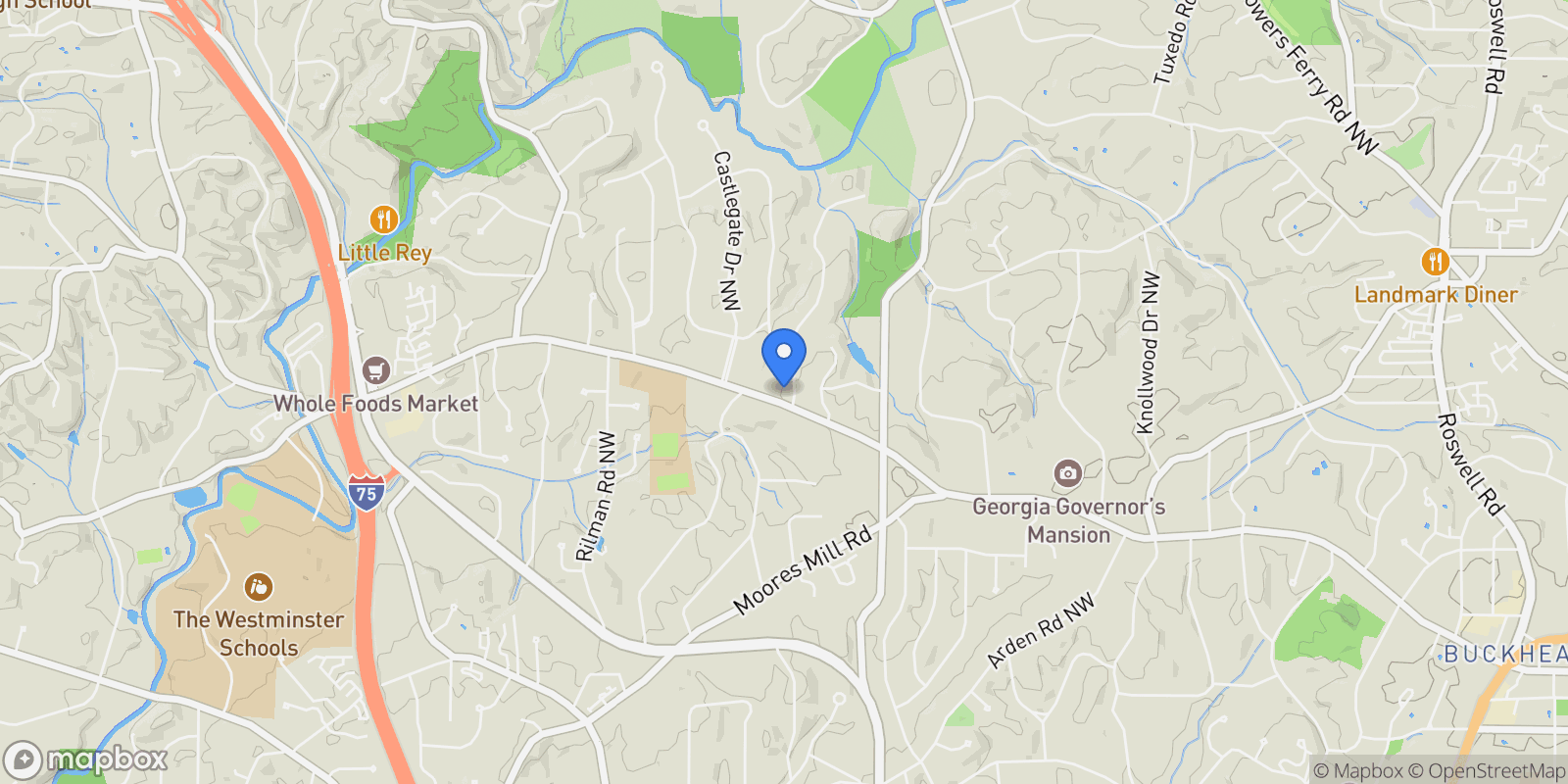 Map showing 3460 Paces Valley Road NW, Atlanta, GA 30327, Atlanta, Georgia, United States.