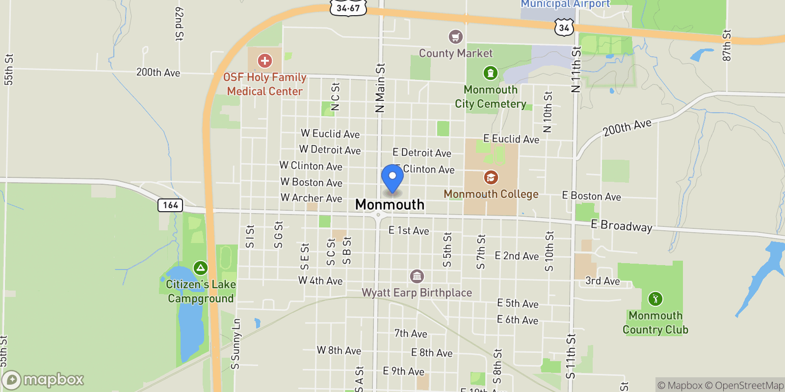 Map showing Lot 10, Monmouth, IL 61462, Monmouth, Illinois, United States.