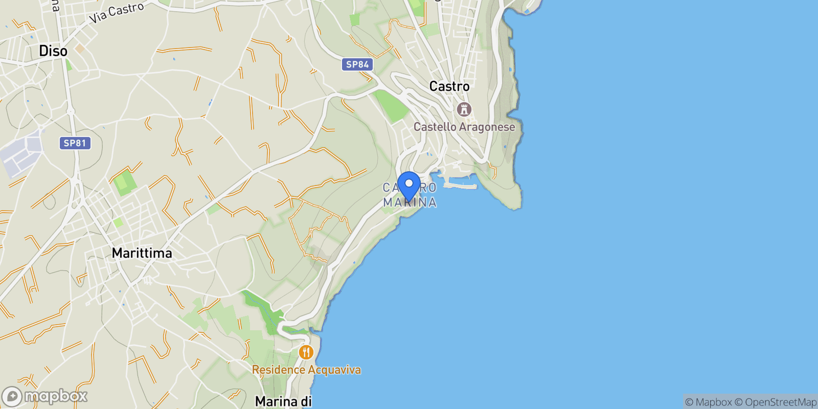 Map showing Via Litoranea Tricase, 104, 73030 Castro LE, Italy, Castro, Apulia, Italy.