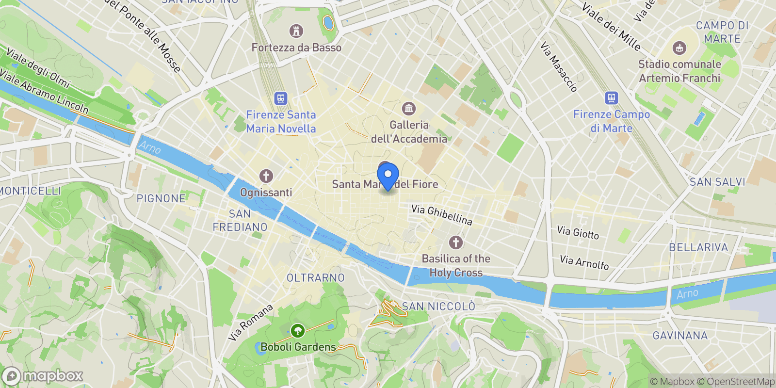 Map showing Via Del Corso 29, Florence, Tuscany, Italy.