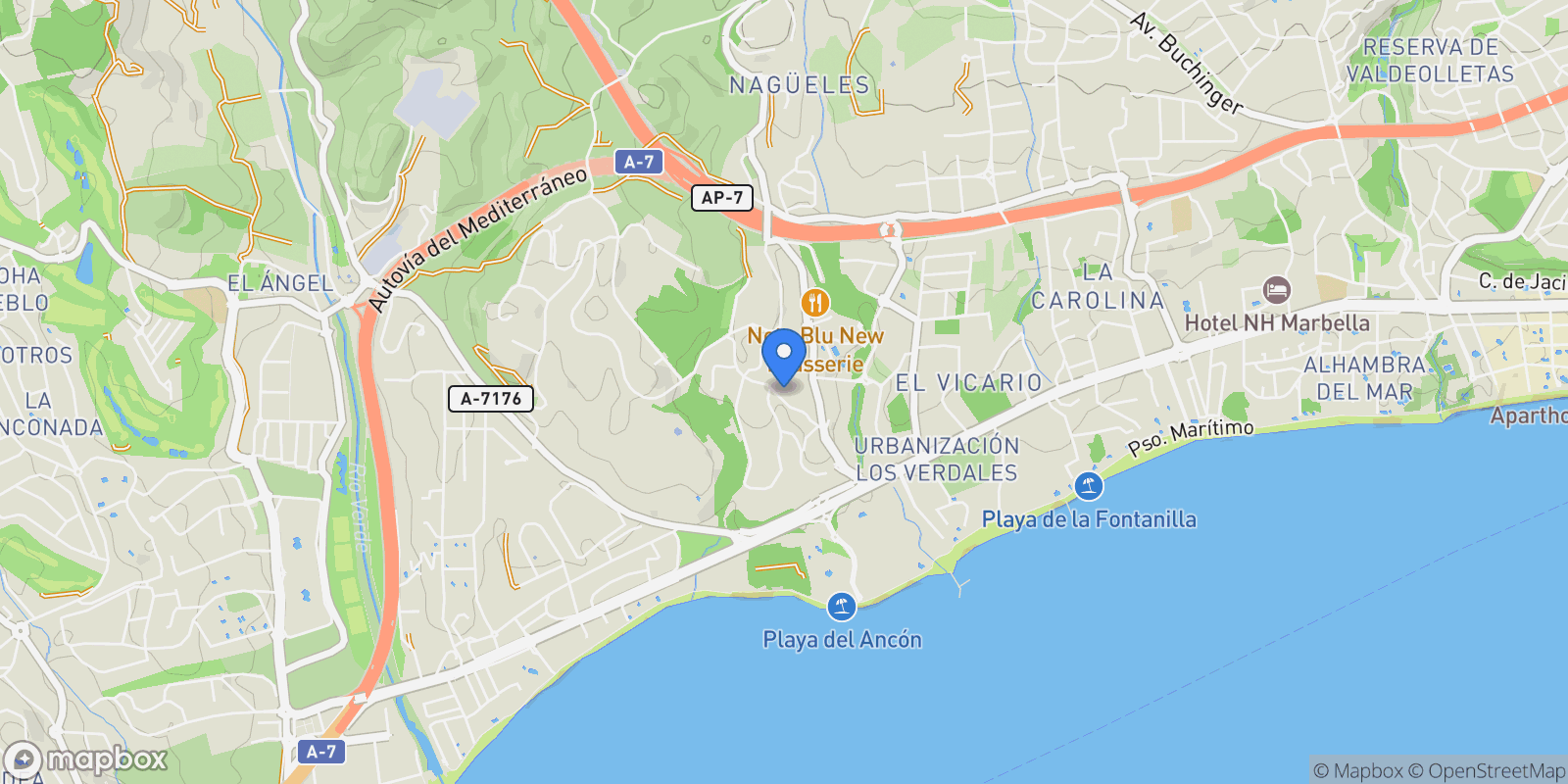 Map showing Marbella, Andalusia, Spain.