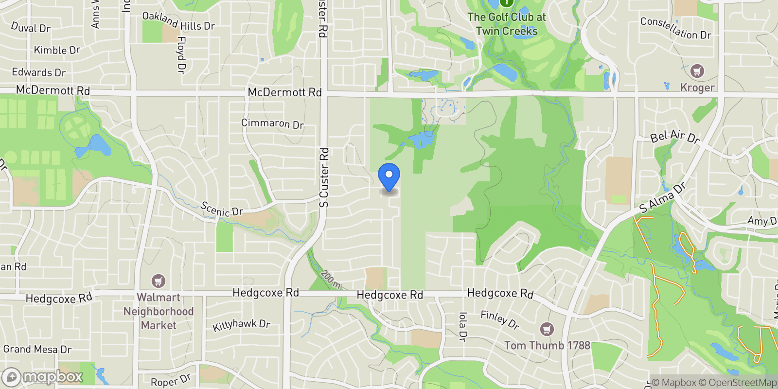 Map showing 1998 Kieva Place, Allen, TX 75013, Allen, Texas, United States.