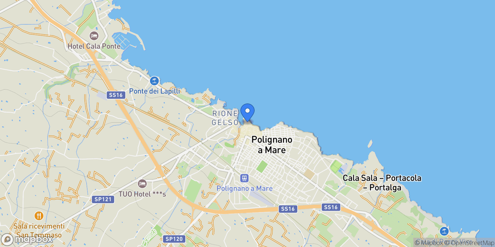 Map showing Via Innocente Tanese, 20, 70044 Polignano a Mare BA, Italy, Polignano a Mare, Apulia, Italy.