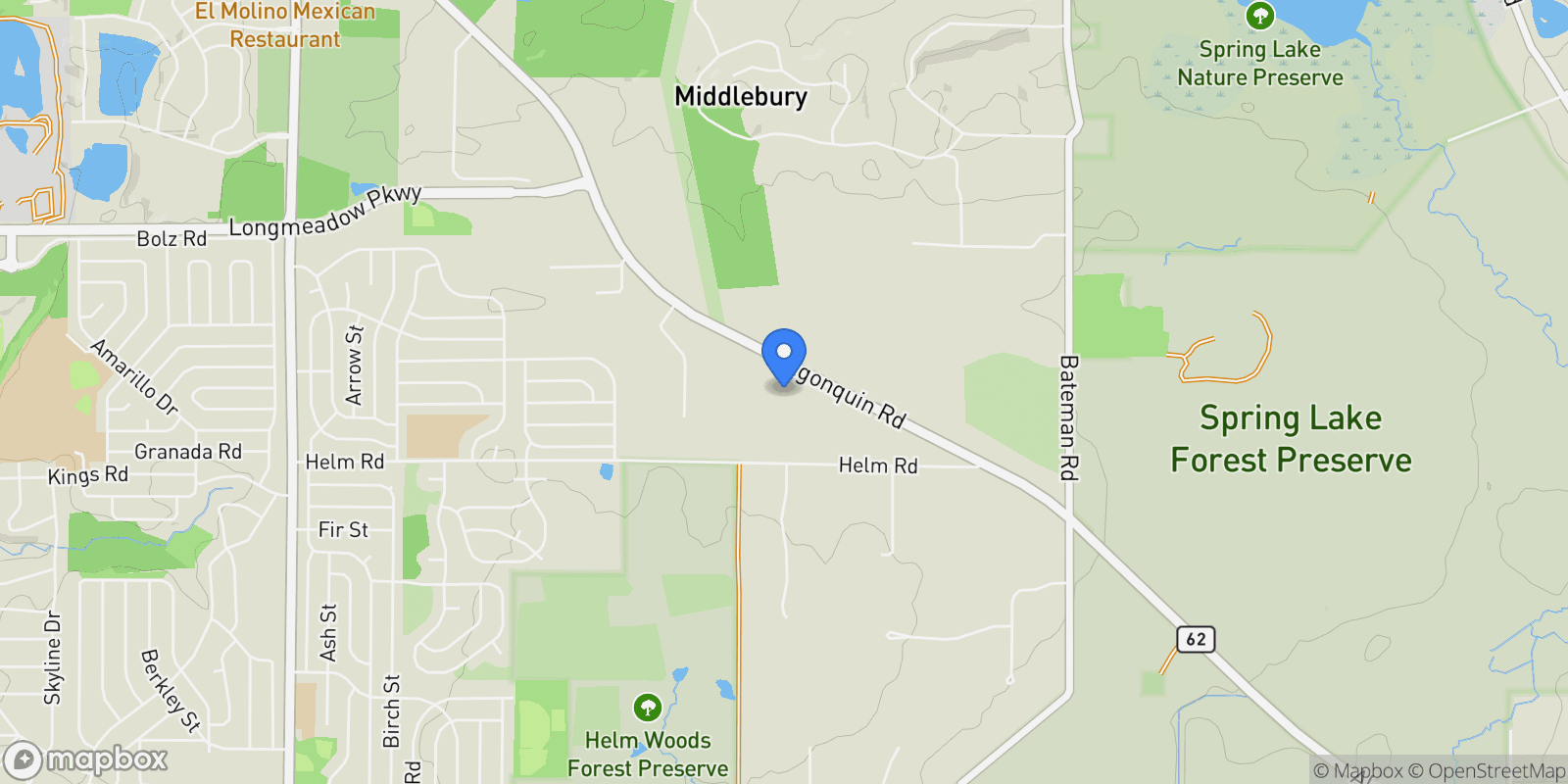 Map showing 153 Algonquin Road, Barrington Hills, Illinois, United States.