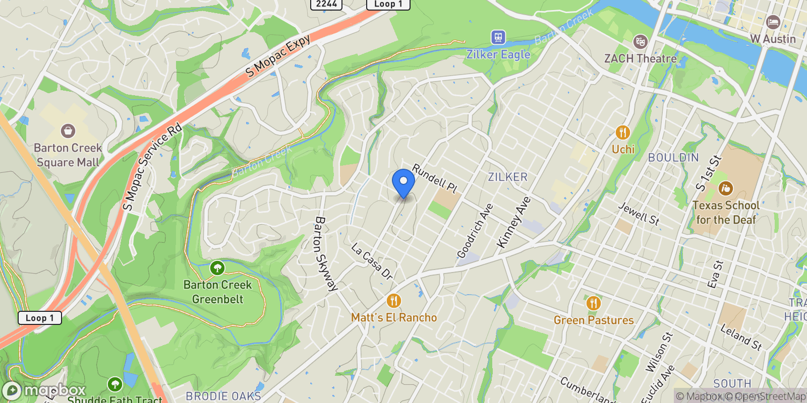 Map showing 0000 Rabb Road, Austin, TX 78704, Austin, Texas, United States.