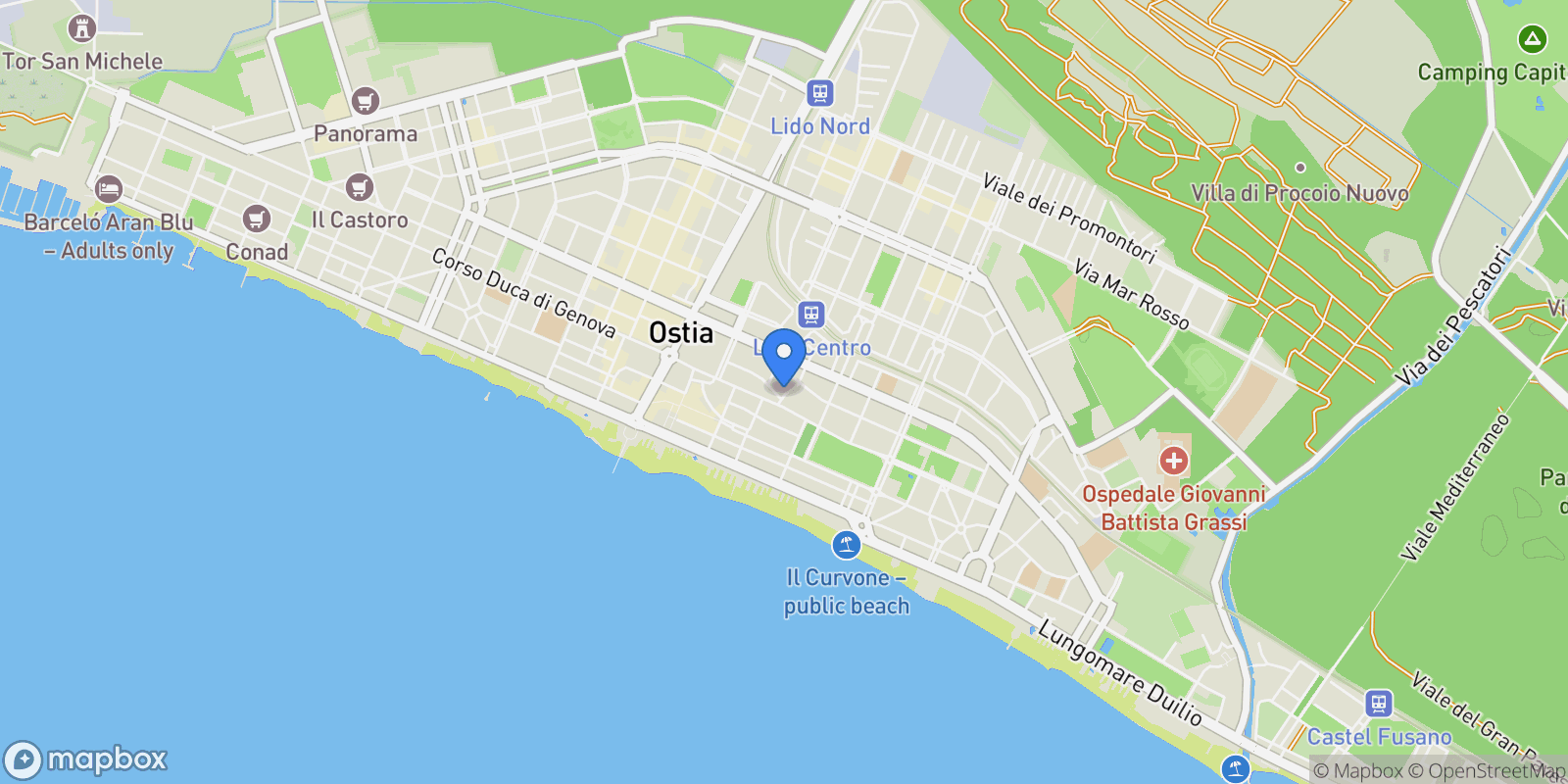 Map showing Roma Via Ottavio 3, Ostia, Lazio, Italy.