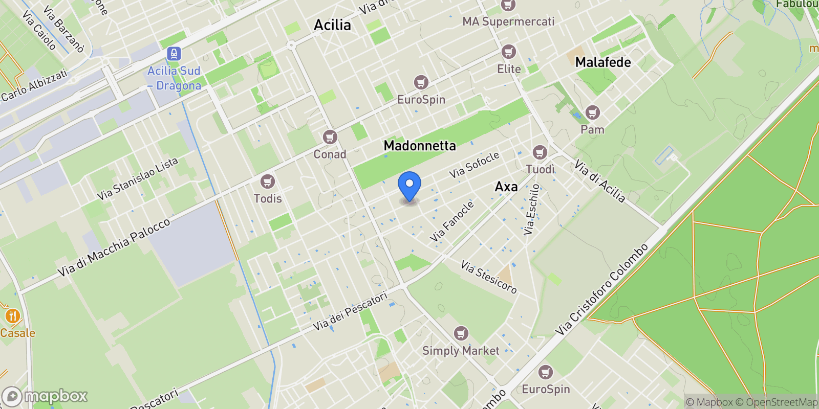 Map showing Roma Via Corinna 7, Municipio Roma X, Lazio, Italy.