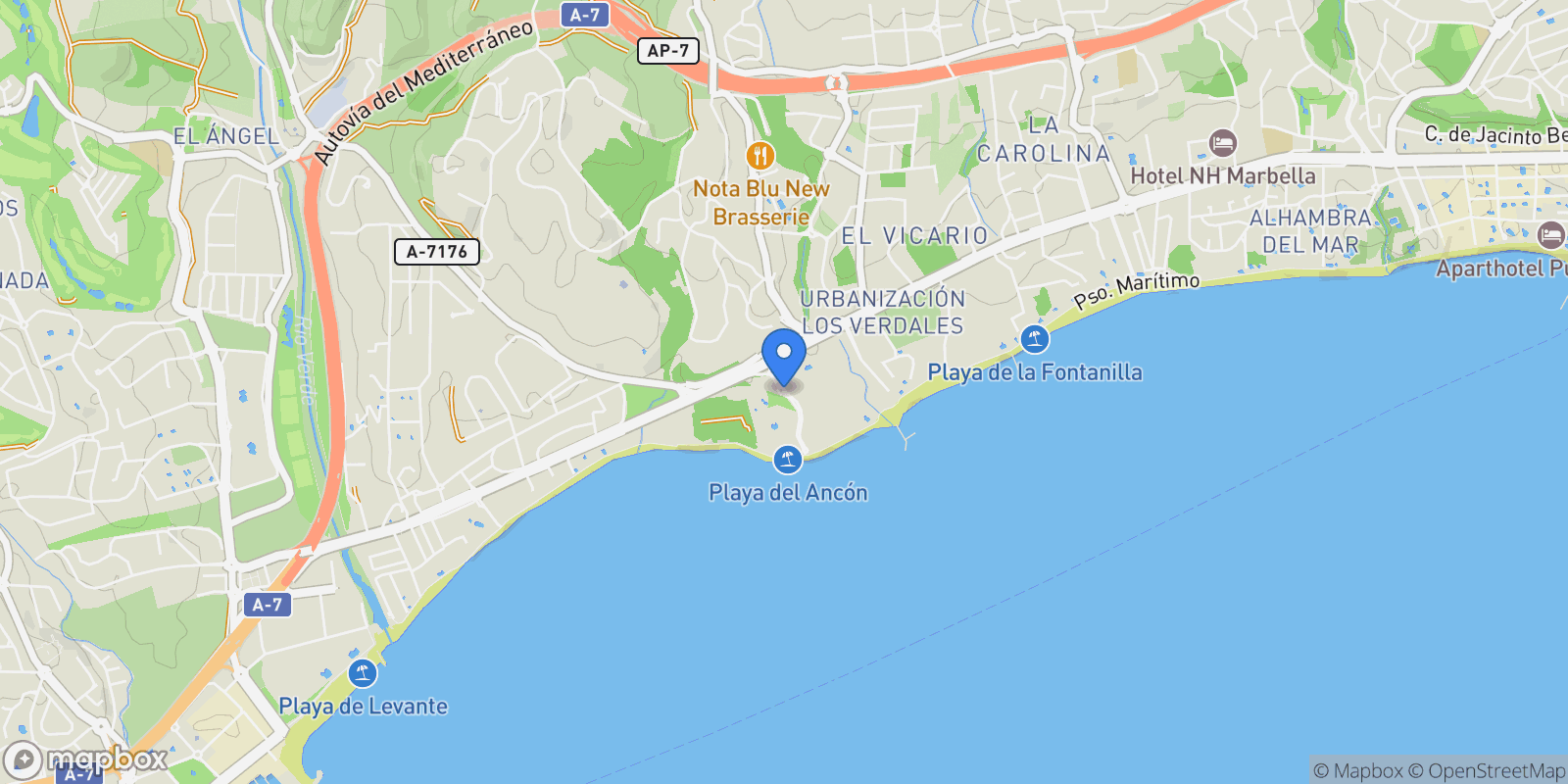 Map showing Golden Mile, Andalusia, Spain.