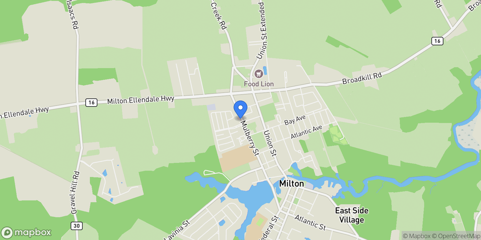Map showing 512, 514, 516 MULBERRY ST STREET, MILTON, DE 19968, Milton, Delaware, United States.