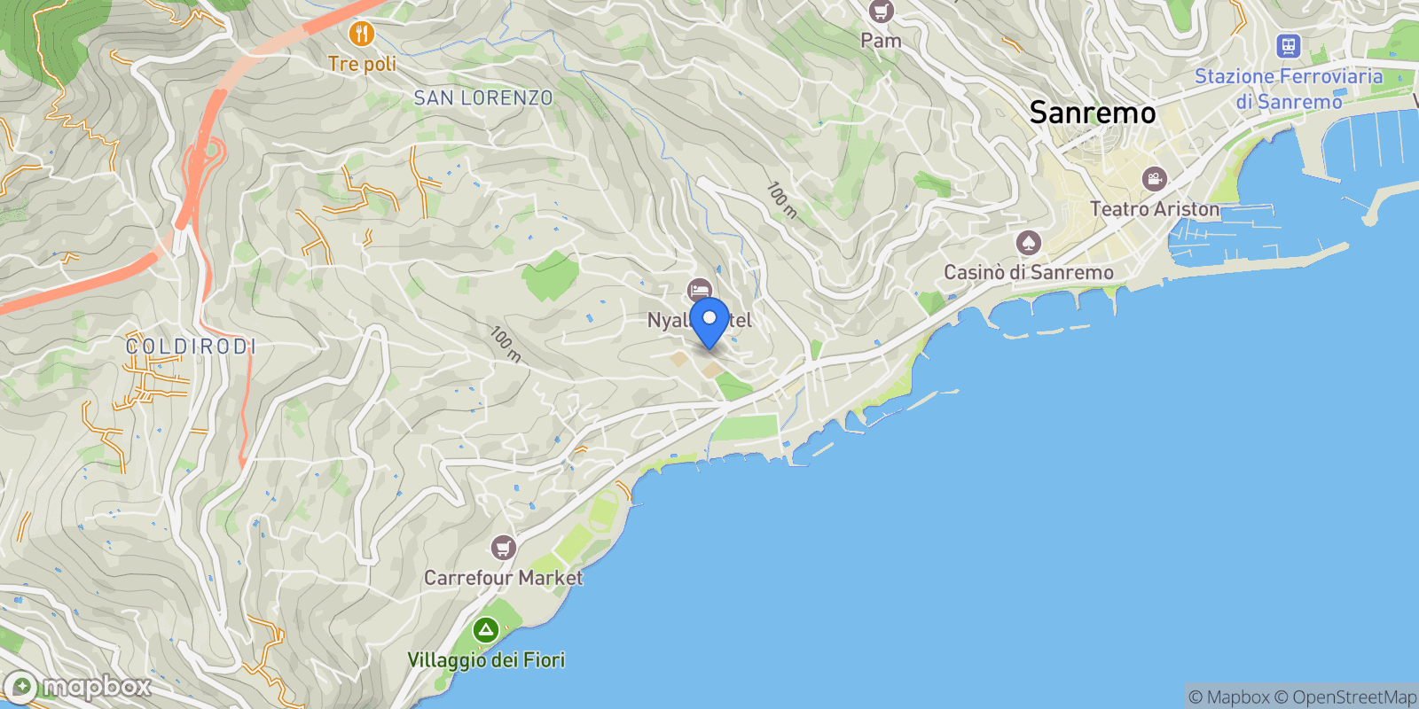 Map showing Strada Privata Vallarino, Liguria, Sanremo, Liguria, Italy.