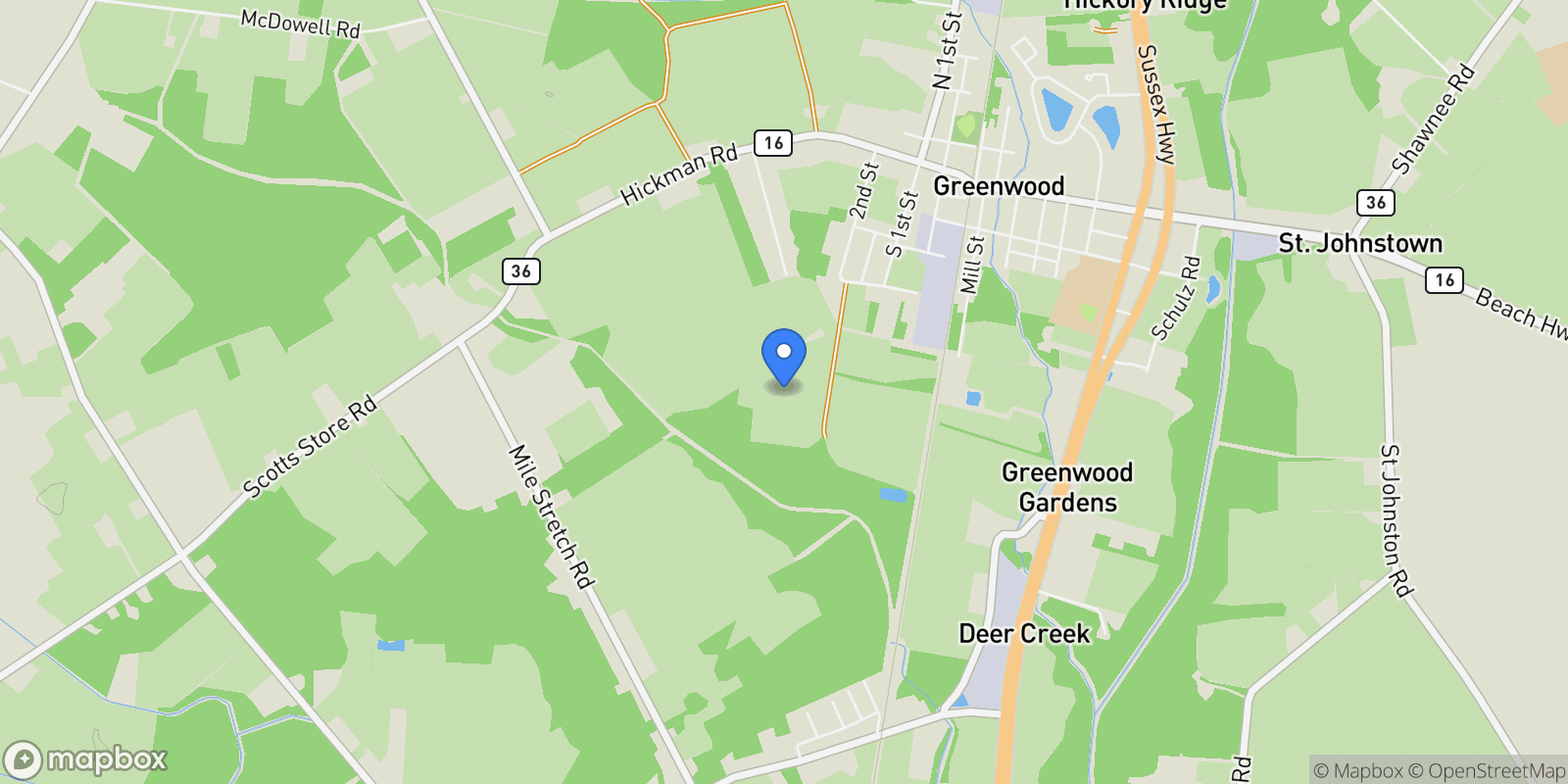 Map showing 301 S CHURCH ST, GREENWOOD, DE 19950, Greenwood, Delaware, United States.