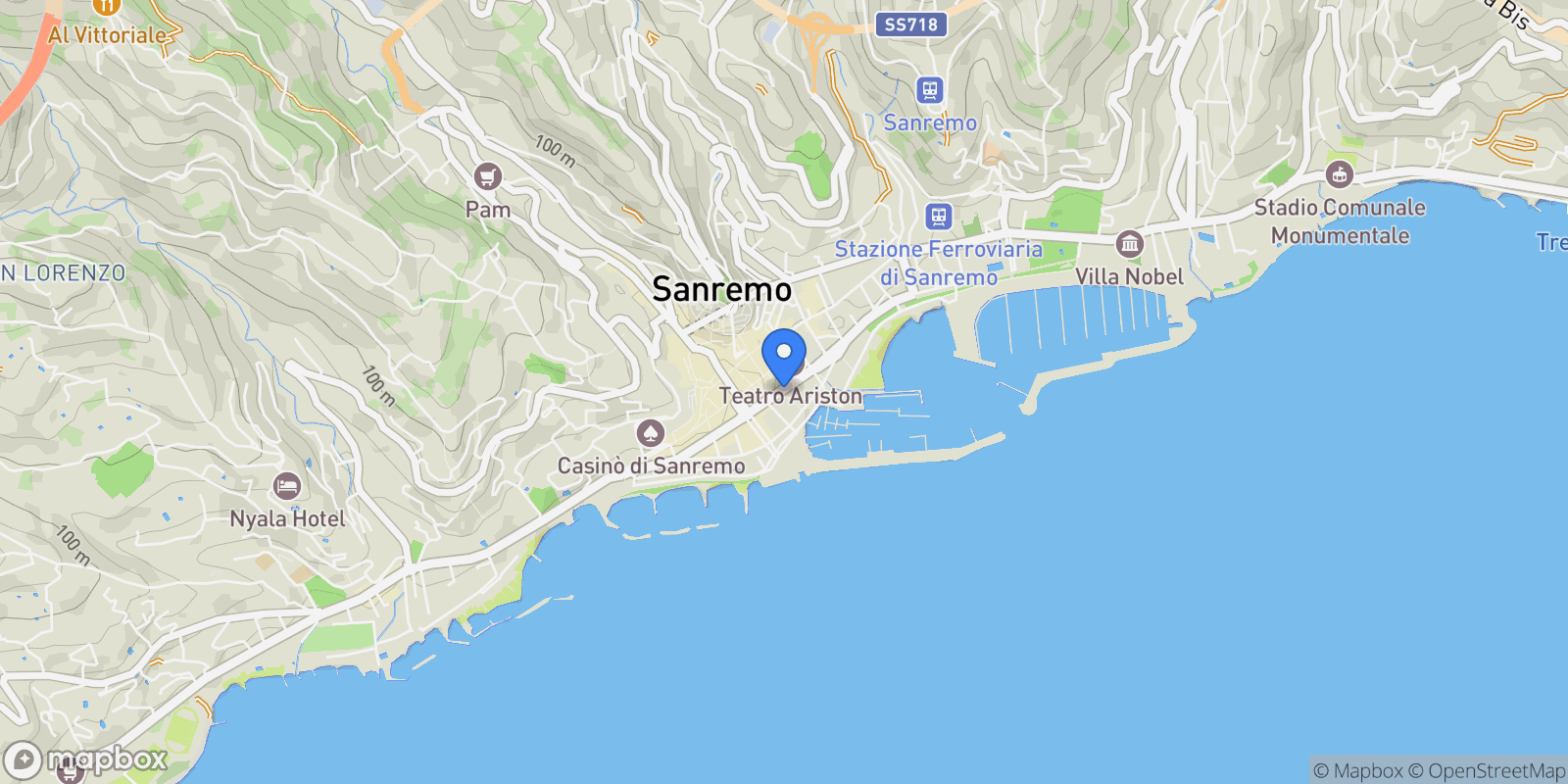 Map showing Via Annunziata, Liguria, Sanremo, Liguria, Italy.