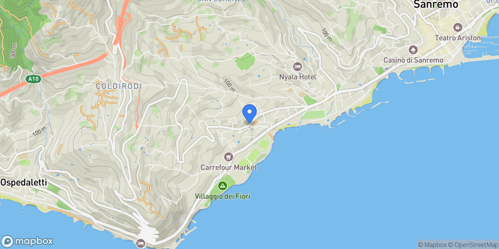 Map showing Via Padre Semeria, Liguria, Sanremo, Liguria, Italy.