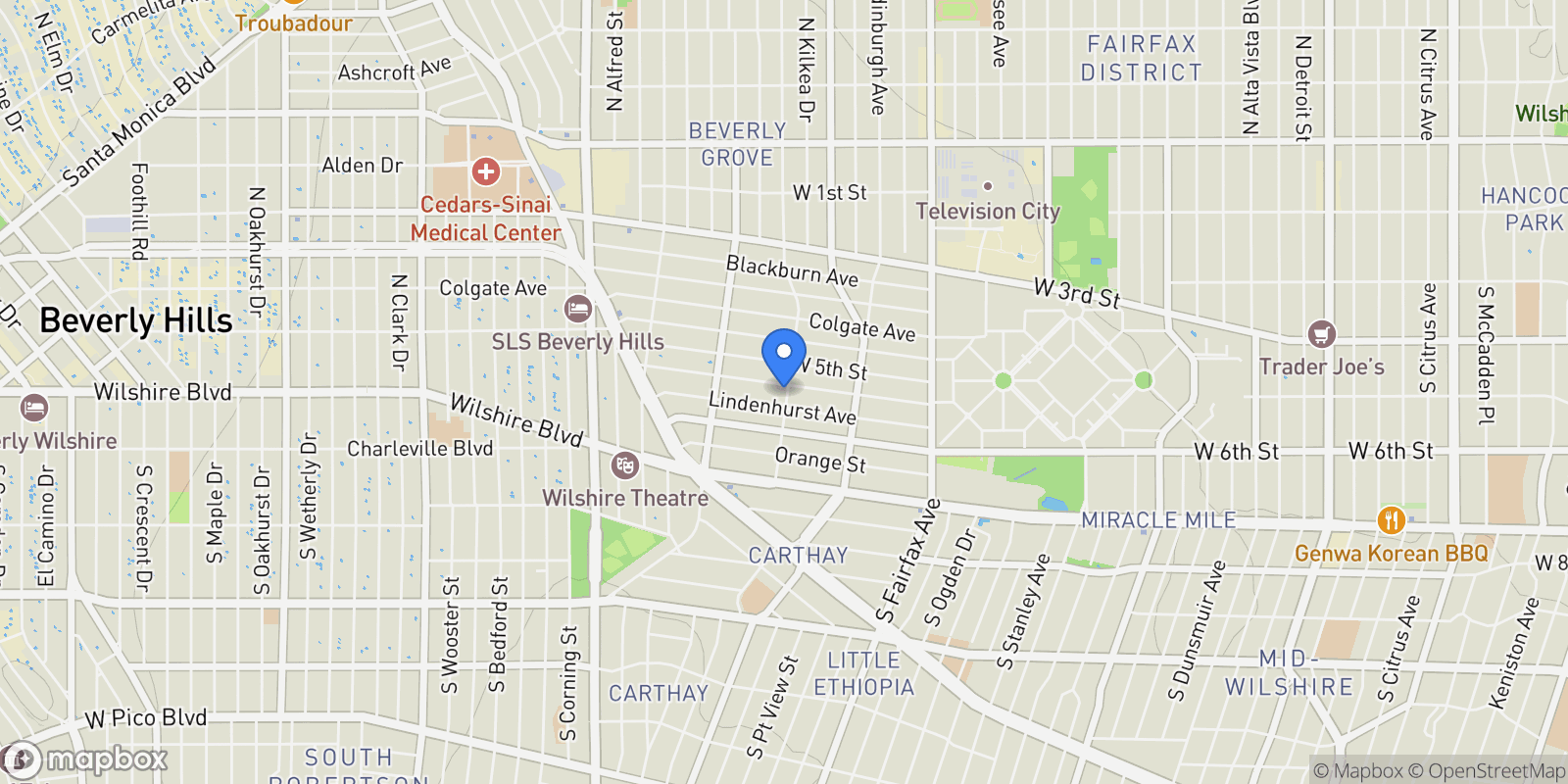 Map showing 6402 Maryland, Los Angeles, CA 90048, West Hollywood, California, United States.
