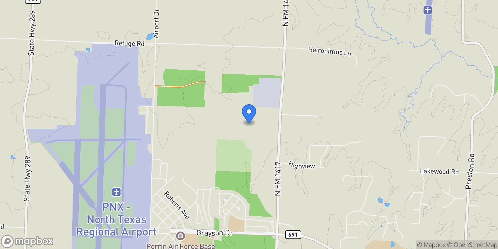 Map showing 6935 N Fm 1417, Denison, TX 75020, Denison, Texas, United States.