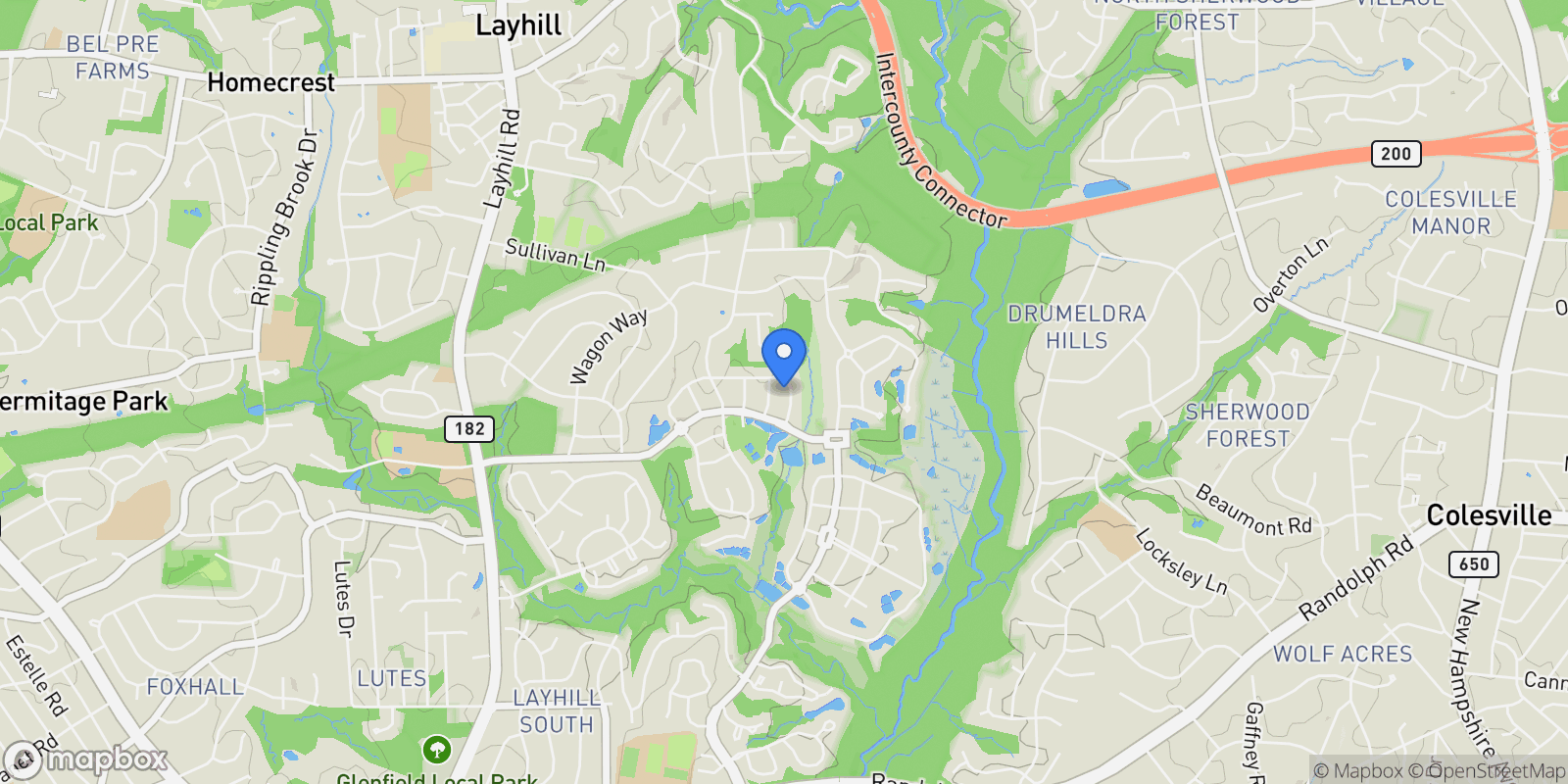 Map showing 13773 Night Sky Drive, Silver Spring, MD 20906, Silver Spring, Maryland, United States.