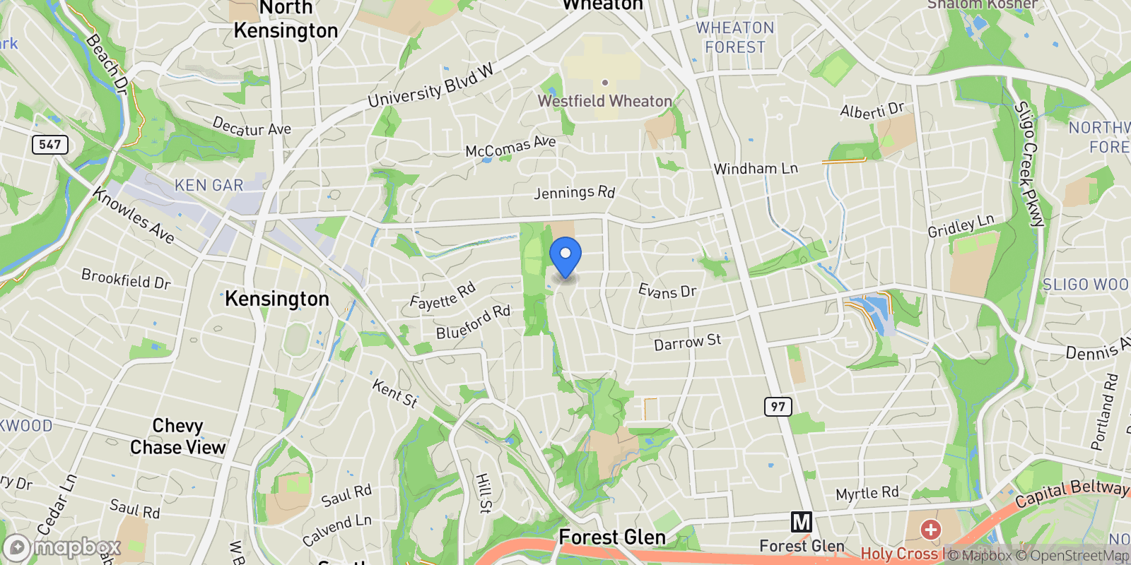 Map showing 10405 Leslie Street, Silver Spring, MD 20902, Silver Spring, Maryland, United States.