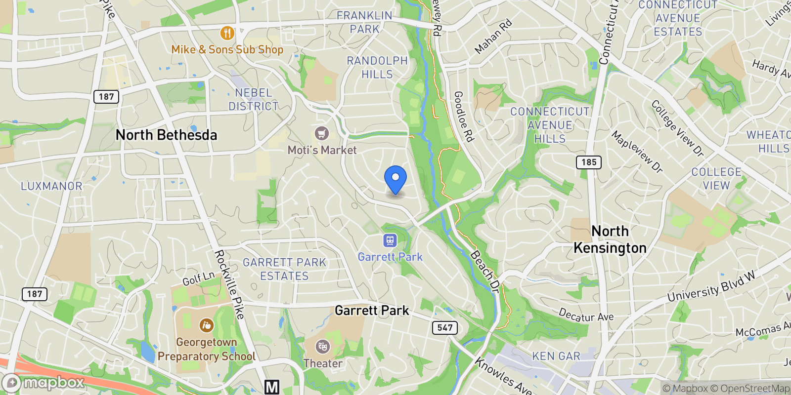 Map showing 4616 Creek Shore Drive, Rockville, MD 20852, Rockville, MD, United States.