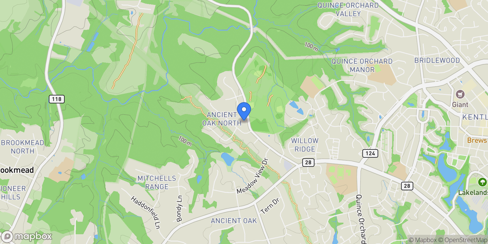 Map showing 16400 Montecrest Lane, Gaithersburg, MD 20878, North Potomac, Maryland, United States.