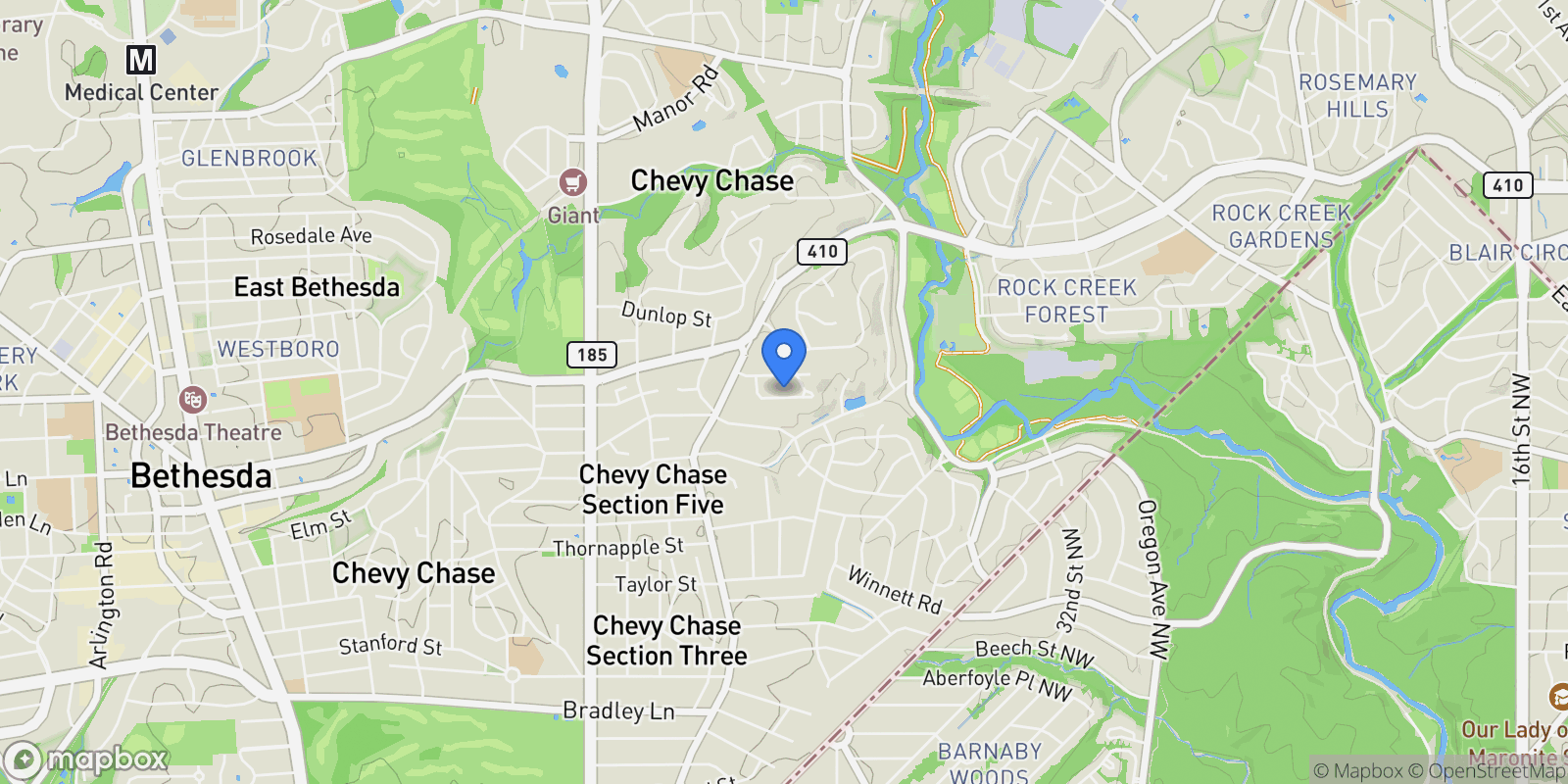 Map showing 7712 Rocton Avenue, Chevy Chase, MD 20815, Chevy Chase, Maryland, United States.