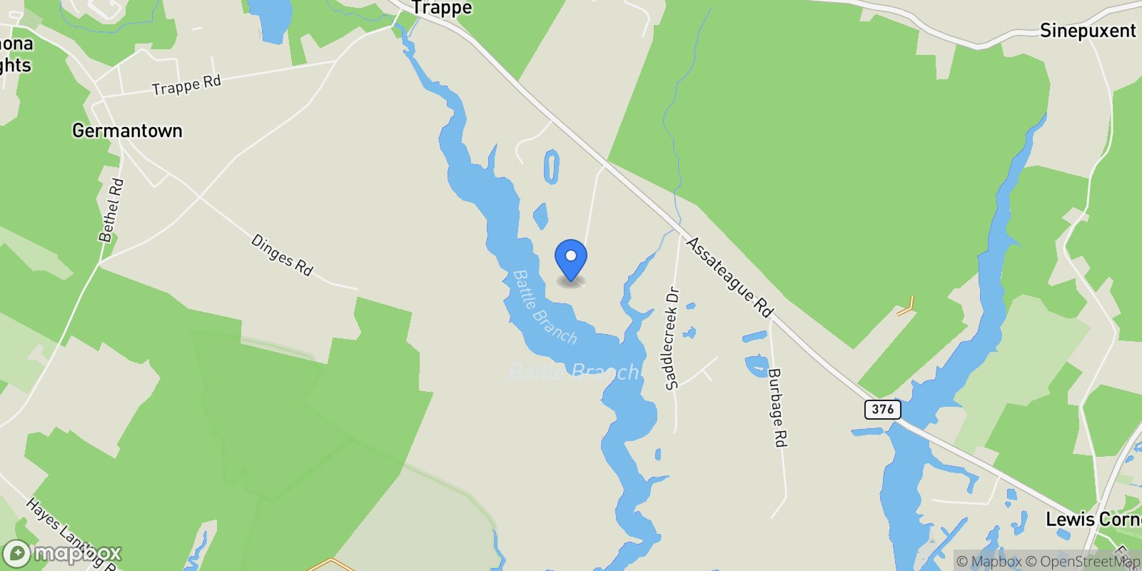 Map showing 11010 TRAPPE CREEK DR DRIVE, BERLIN, MD 21811, Berlin, Maryland, United States.