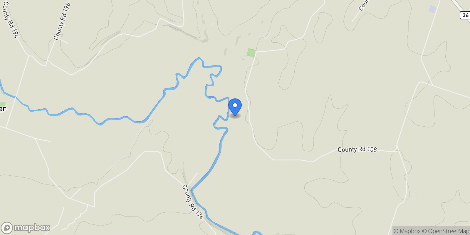 Map showing 2650 County Road 108, Gatesville, TX 76528, The Grove, Texas, United States.