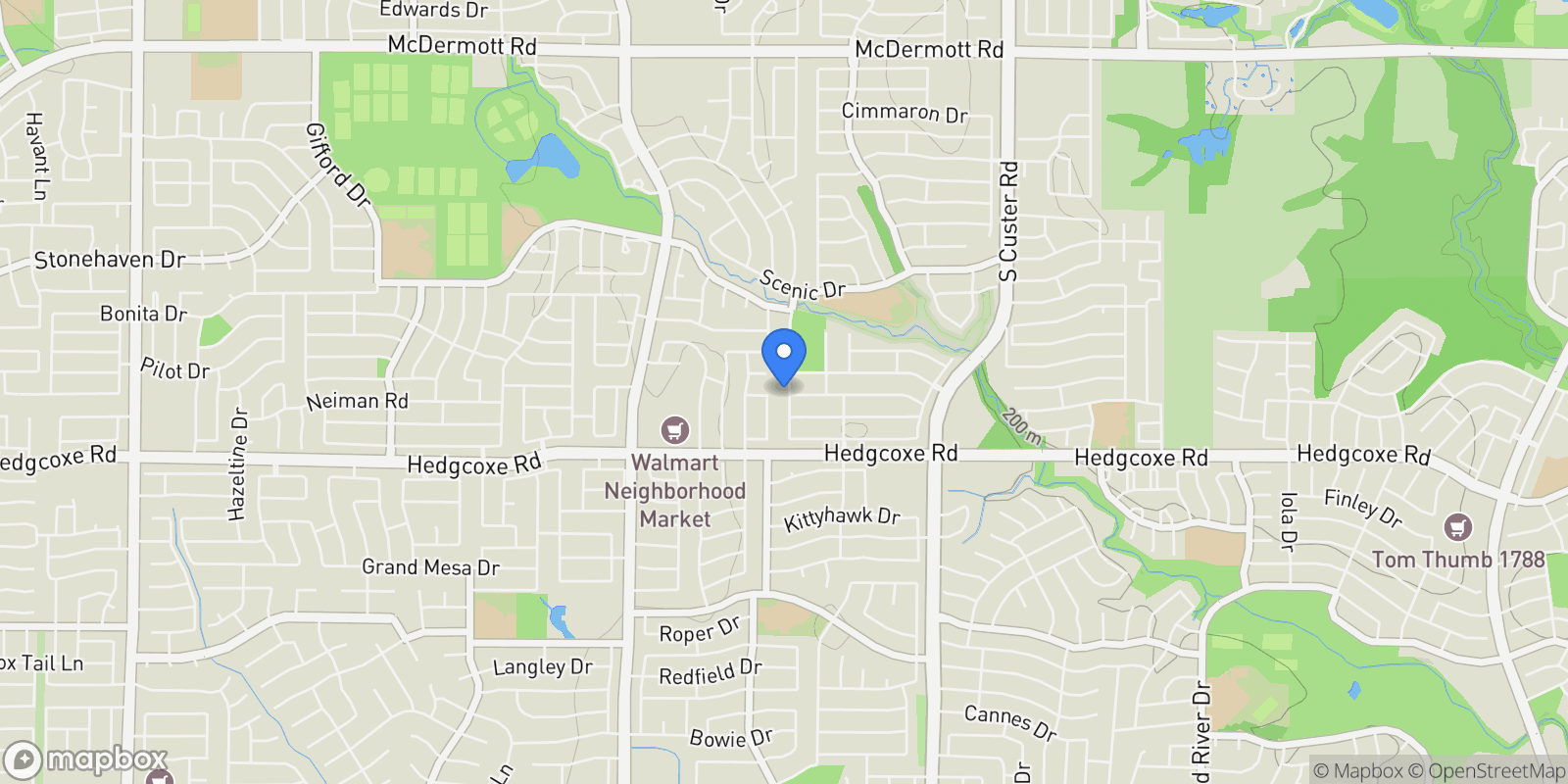 Map showing 8113 Sutherland Lane, Plano, TX 75025, Plano, Texas, United States.
